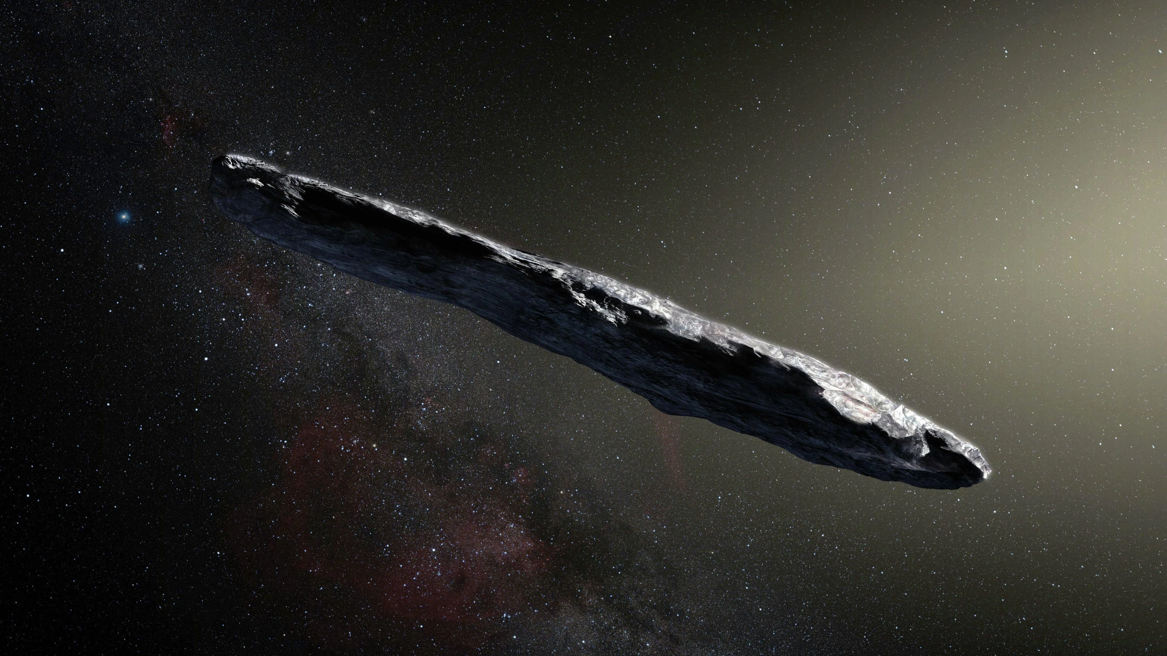 Eine Zeichnung von 'Oumuamua.