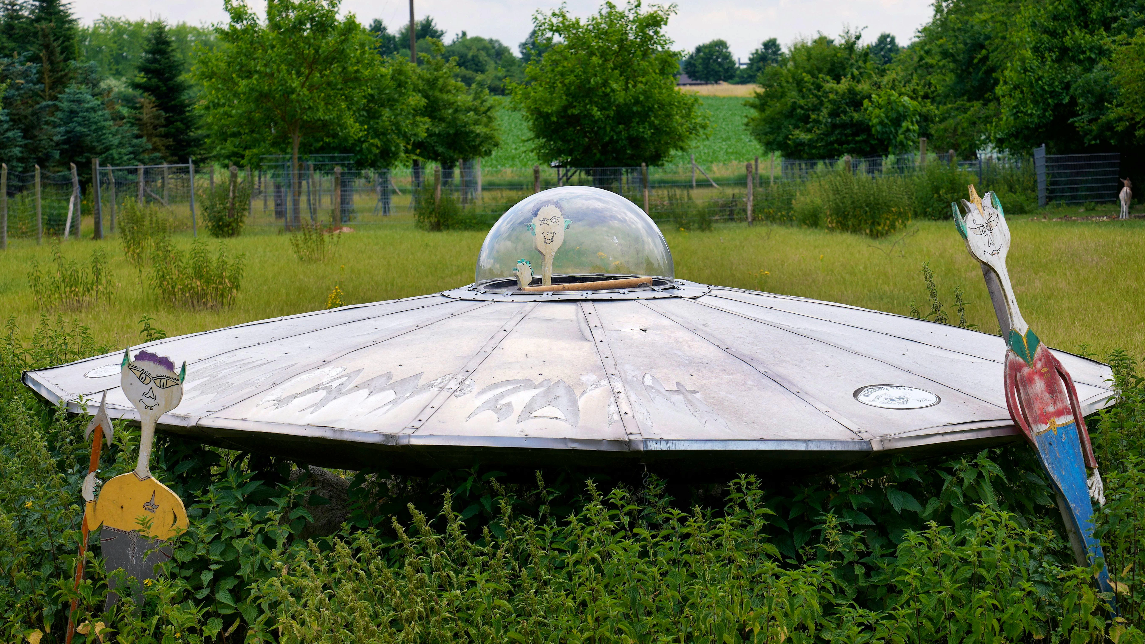 Alles UFO, oder was? Ein Garten in Jacobsdorf bei Frankfurt an der Oder am 25. Juni 2021.