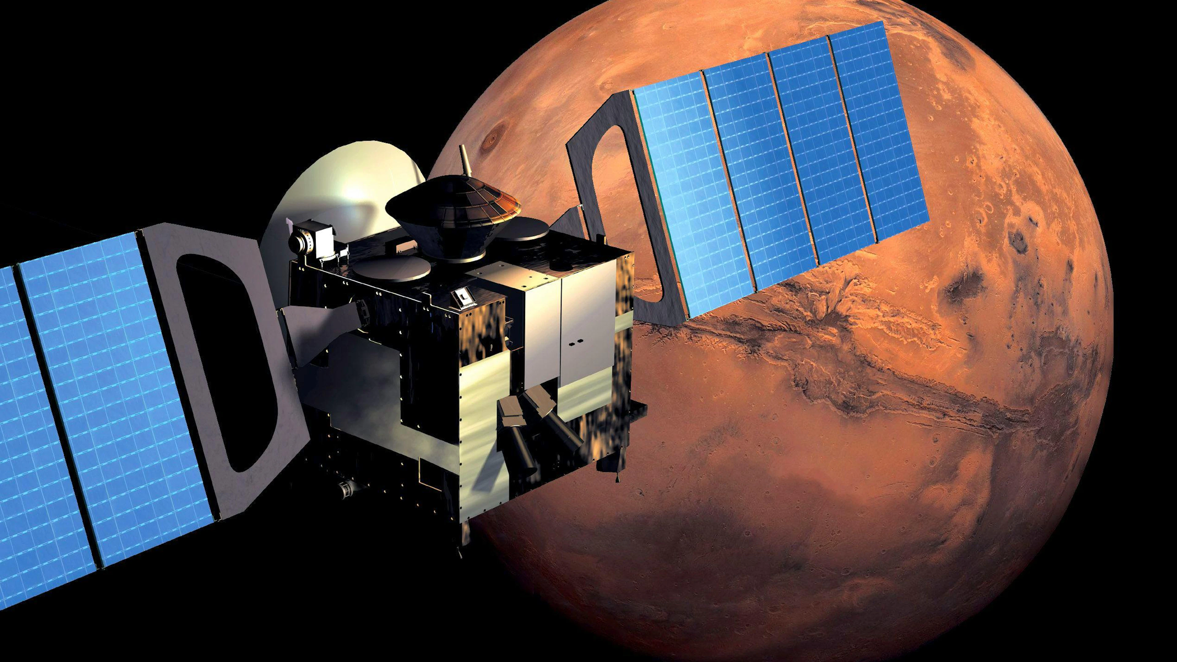 Mars Express kreist seit 2003 um den roten Planeten und entdeckte unterirdische Seen.