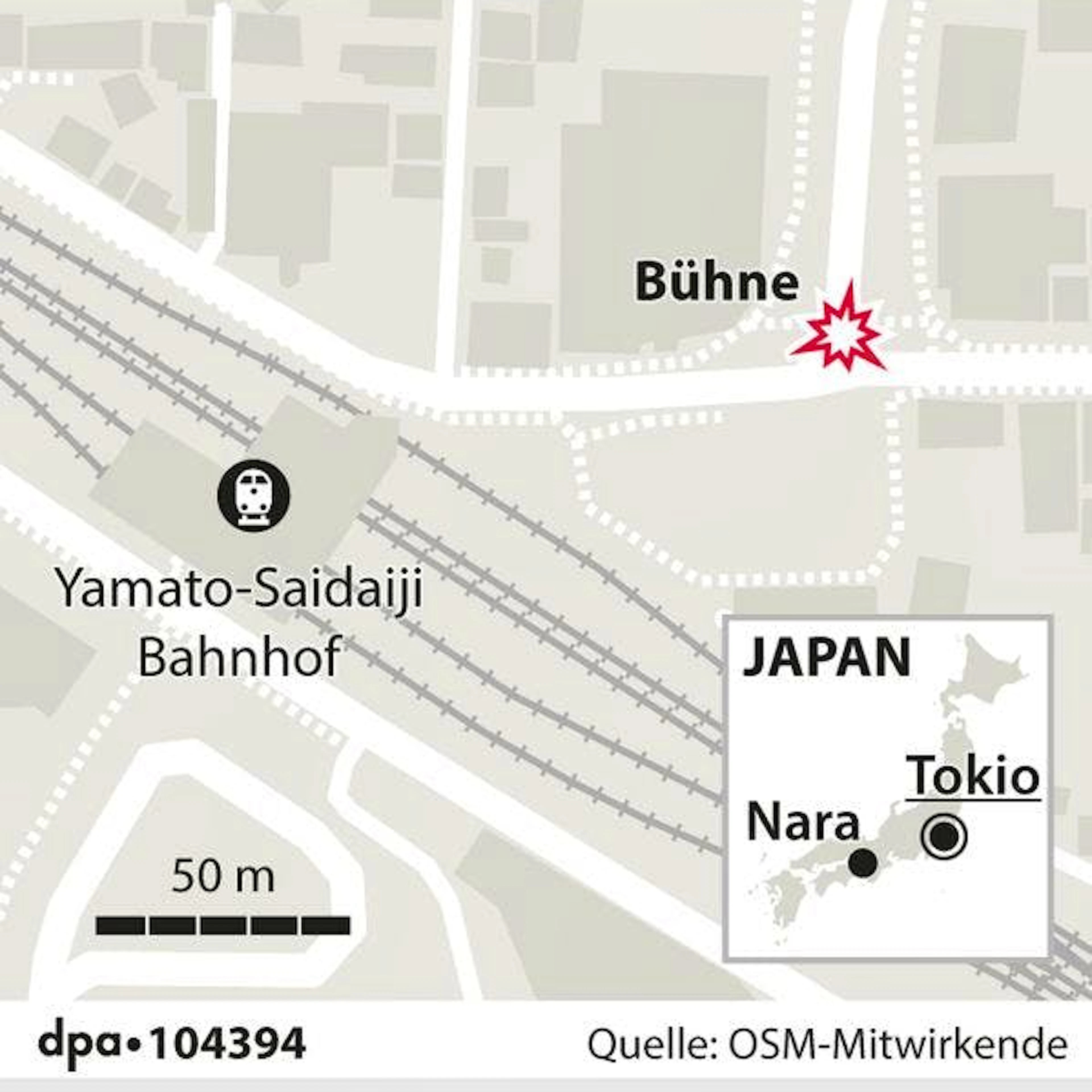 Abe hatte seine Rede vor einem Bahnhof in Nara gehalten.
