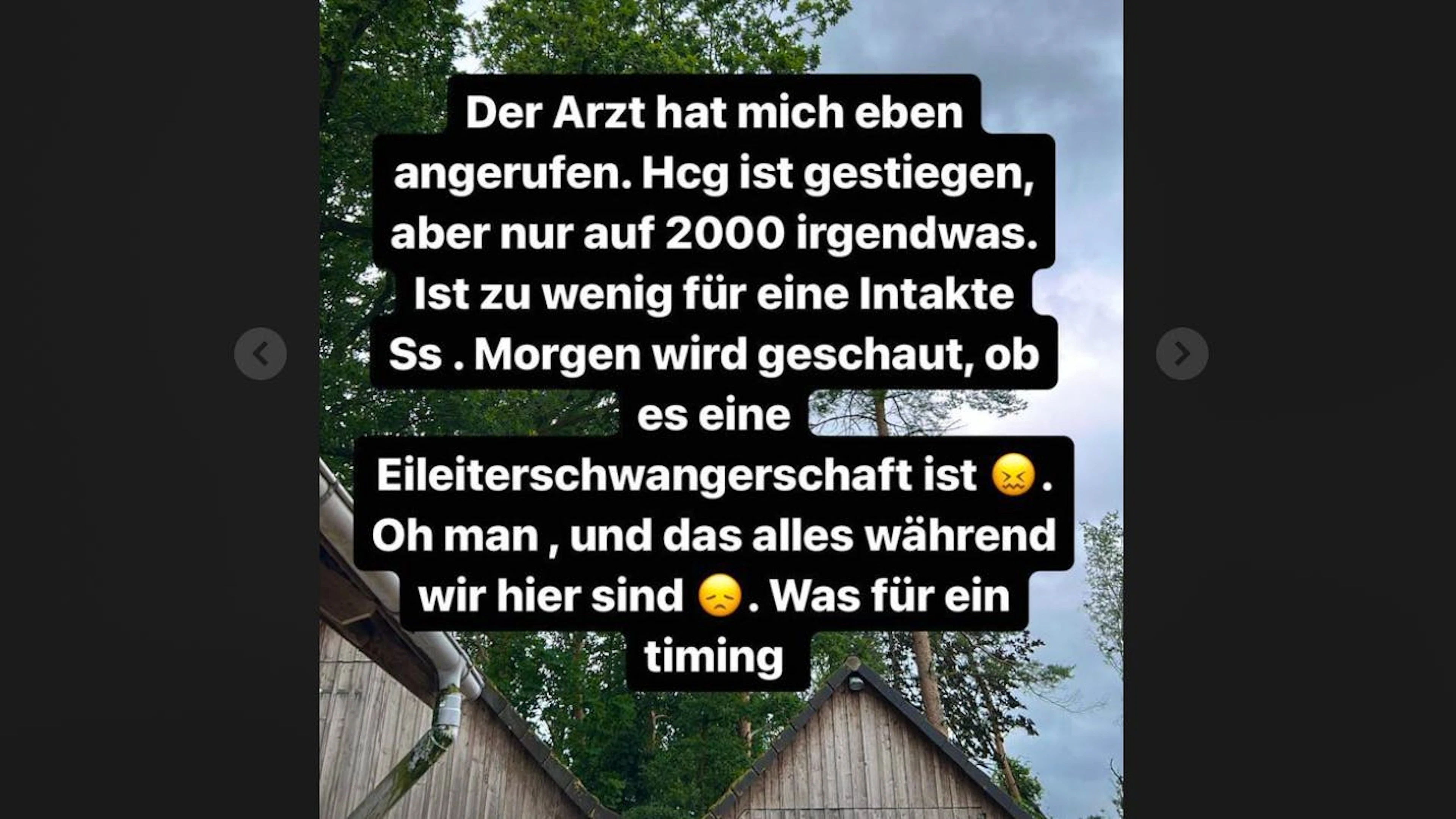 Über Instagram gibt sie ihrer Community bekannt, dass bei ihr möglicherweise eine Eileiterschwangerschaft festgestellt wurde.