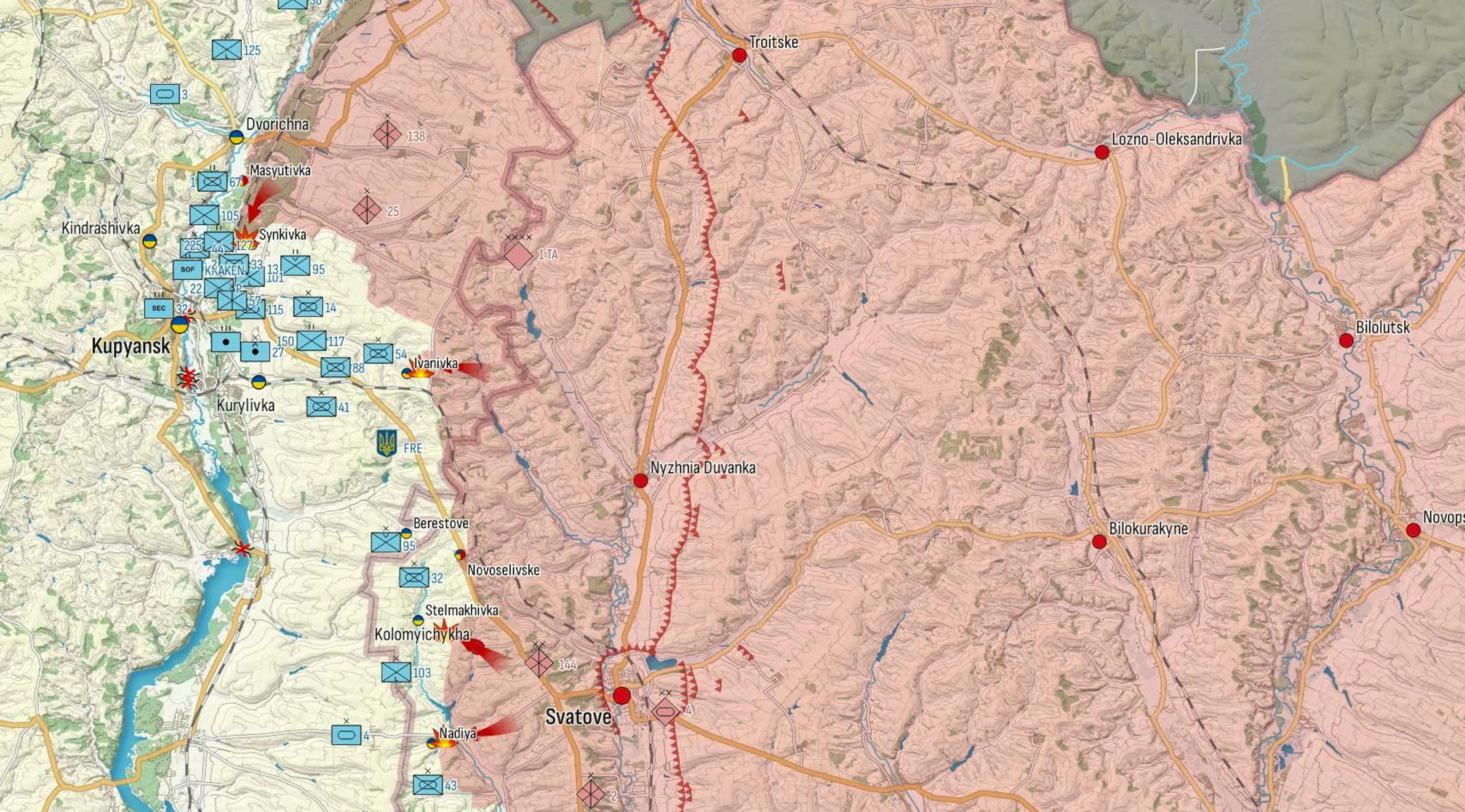 Die Lage bei Kupjansk und Swatowe.