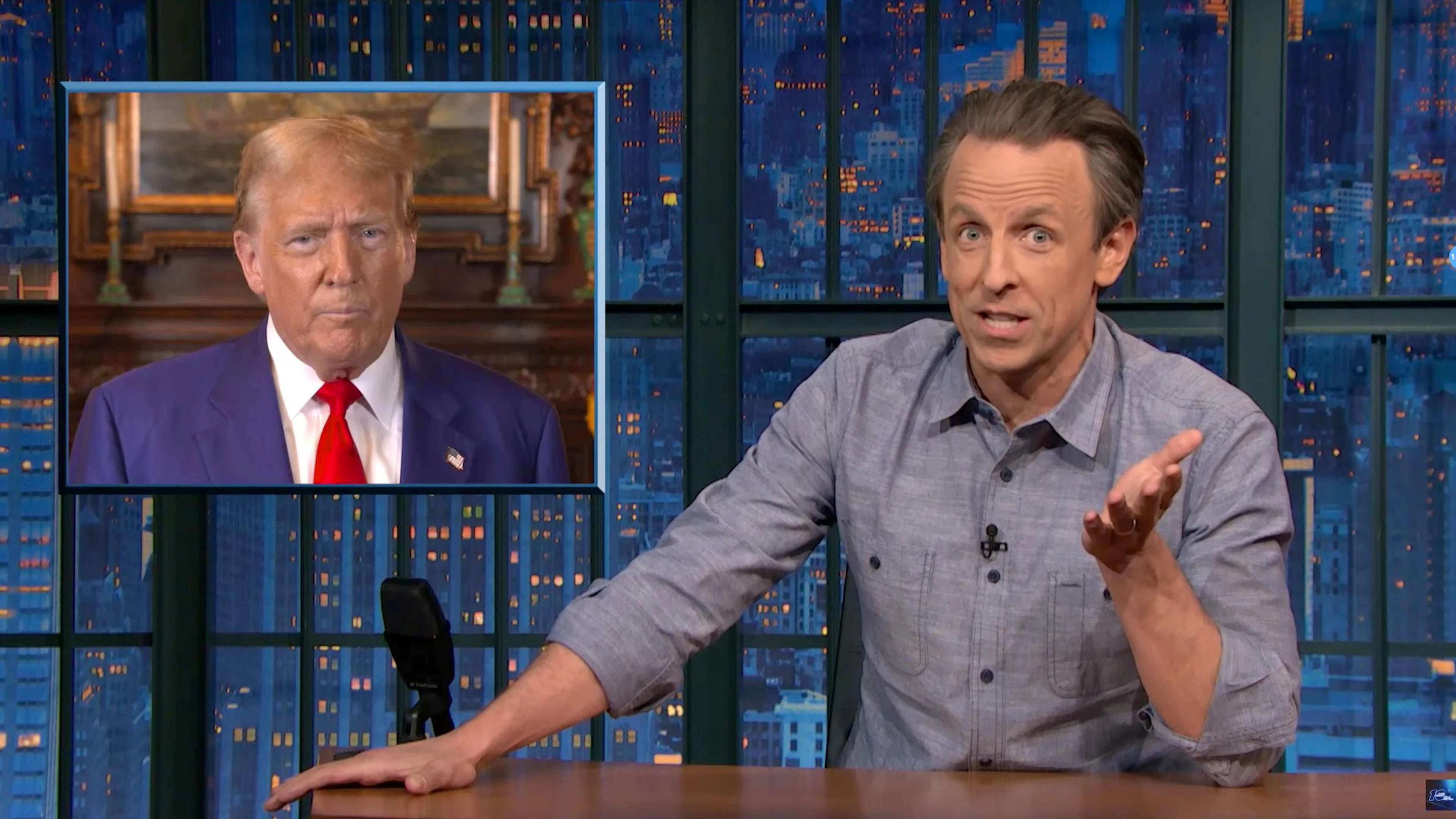 Donald Trump (links) bringt Seth Meyers – mal wieder – in Fahrt.