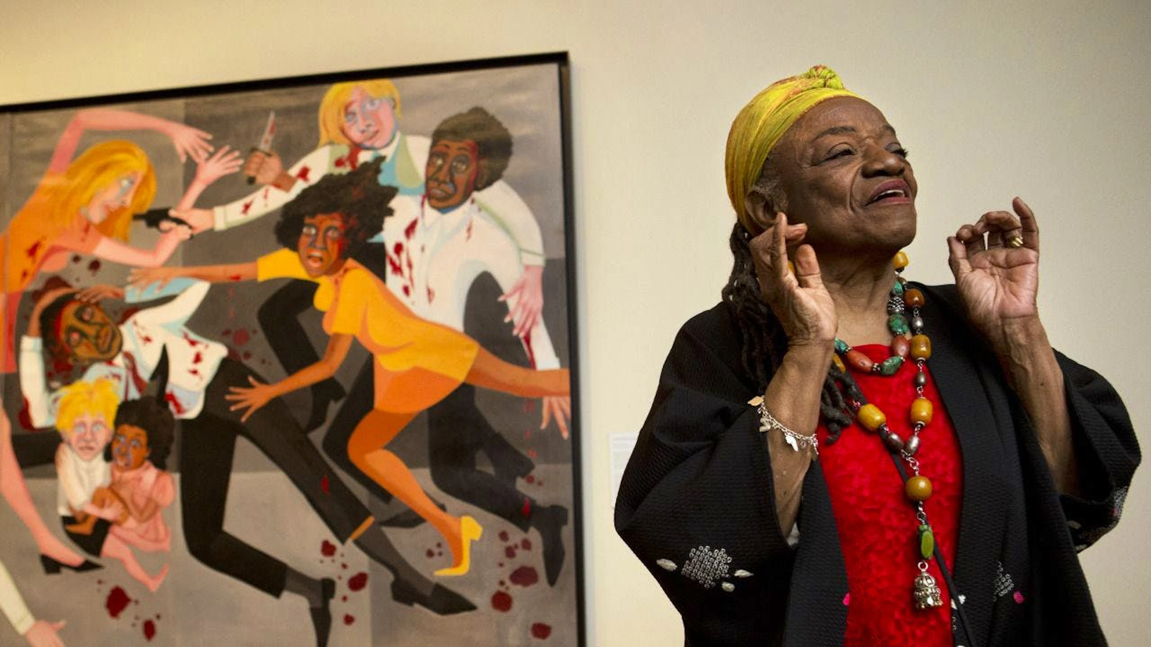 Faith Ringgold devant sa peinture "Die (1967)" (archives).