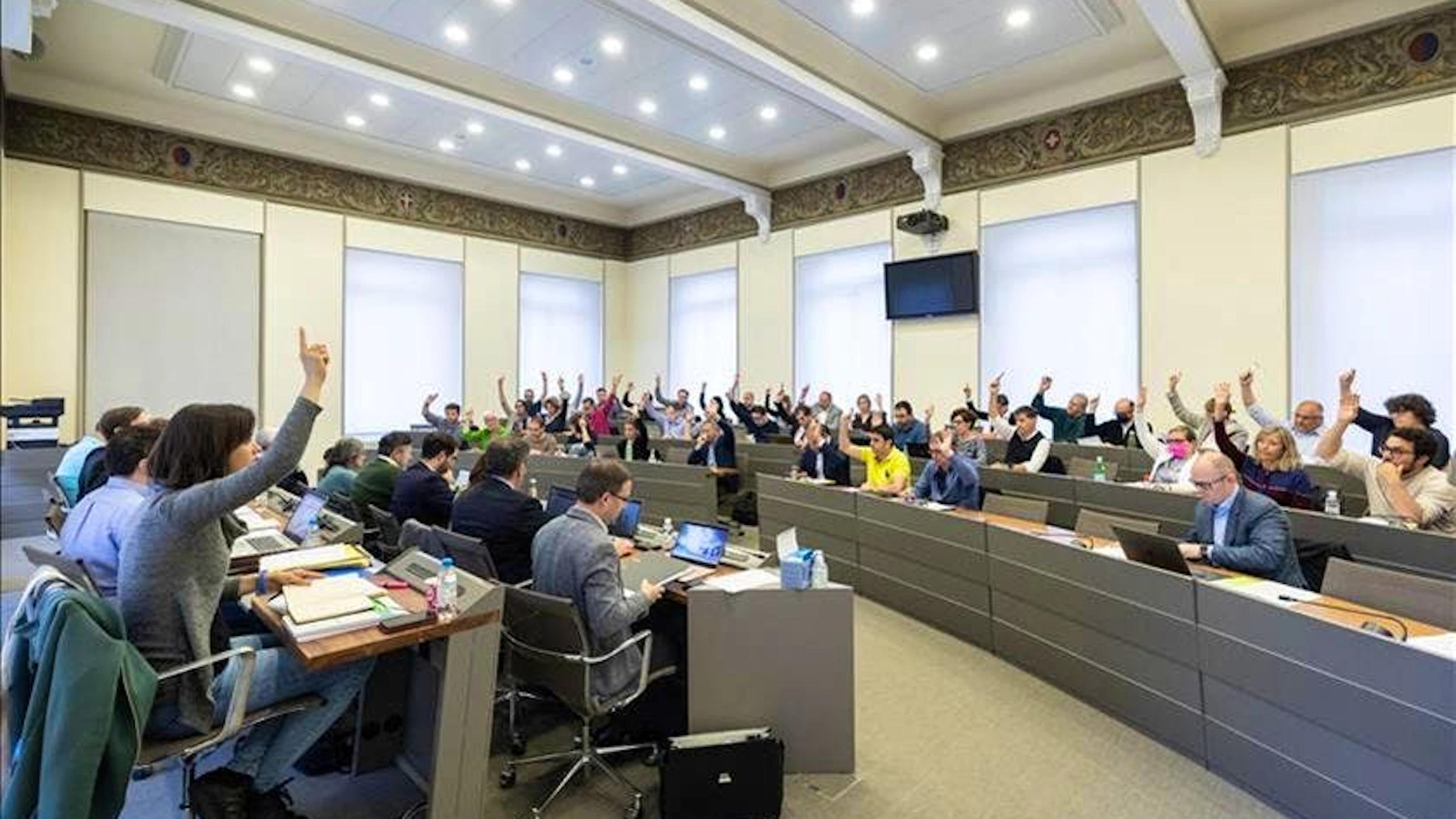 La sala del Consiglio comunale di Mendrisio