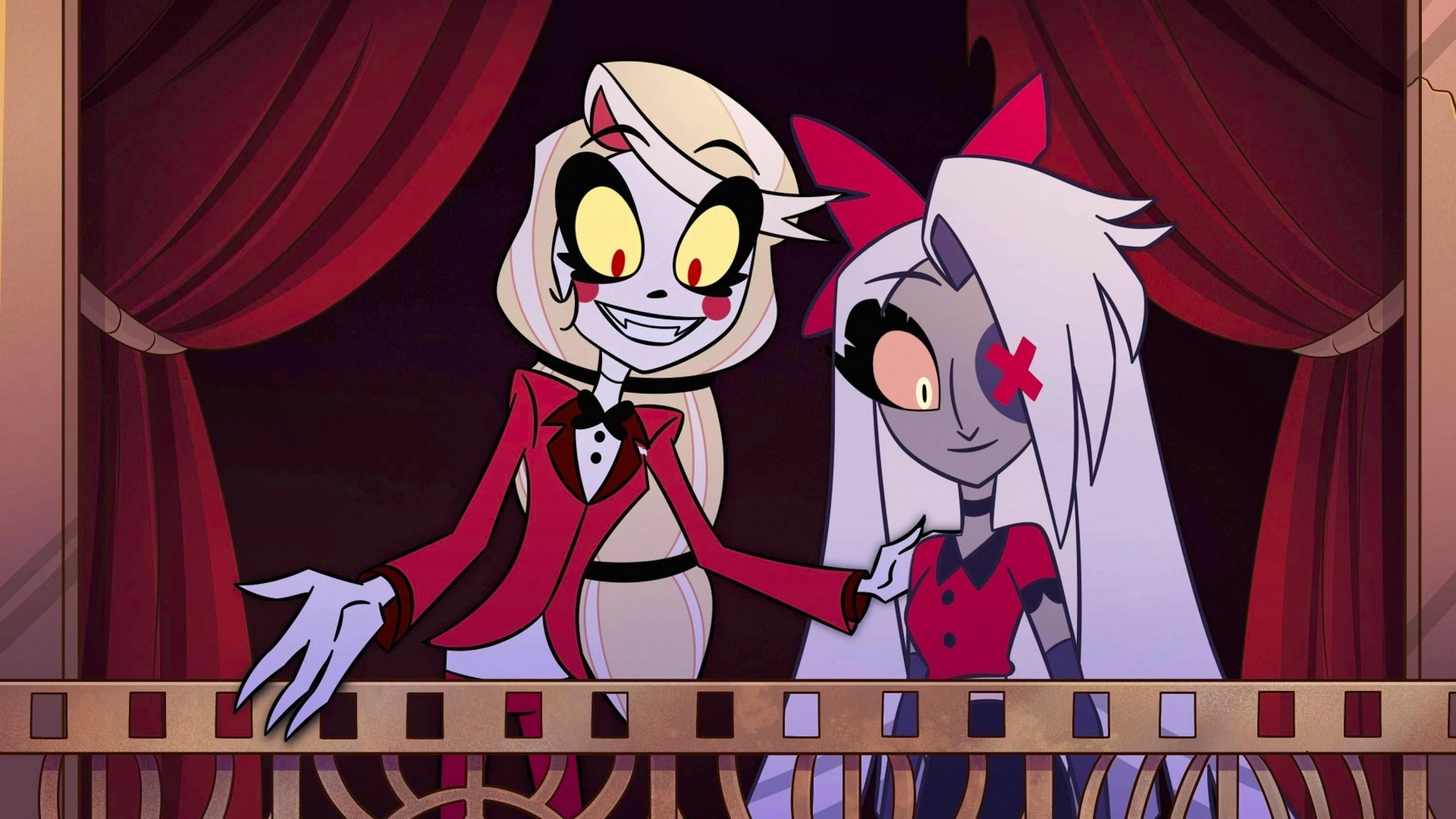 Hier sieht man zwei der Hauptfiguren aus der Serie «Hazbin Hotel»: Die Prinzessin der Hölle, Charlie Morningstar (Erica Henningsen) und ihre Freundin Vaggie (Stephanie Beatriz). Charlie will die Sünder der Hölle bekehren und ihnen ein Leben im Himmel ermöglichen.