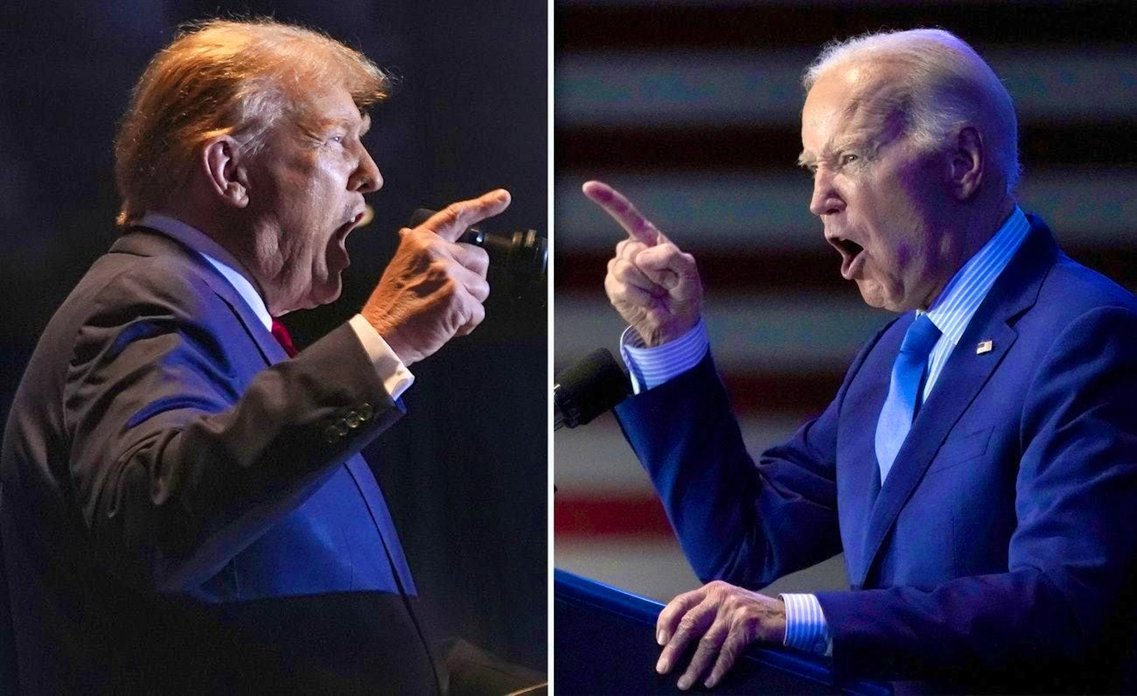 Both were aggressive during the TV debate: Donald Trump (left) and Joe Biden.