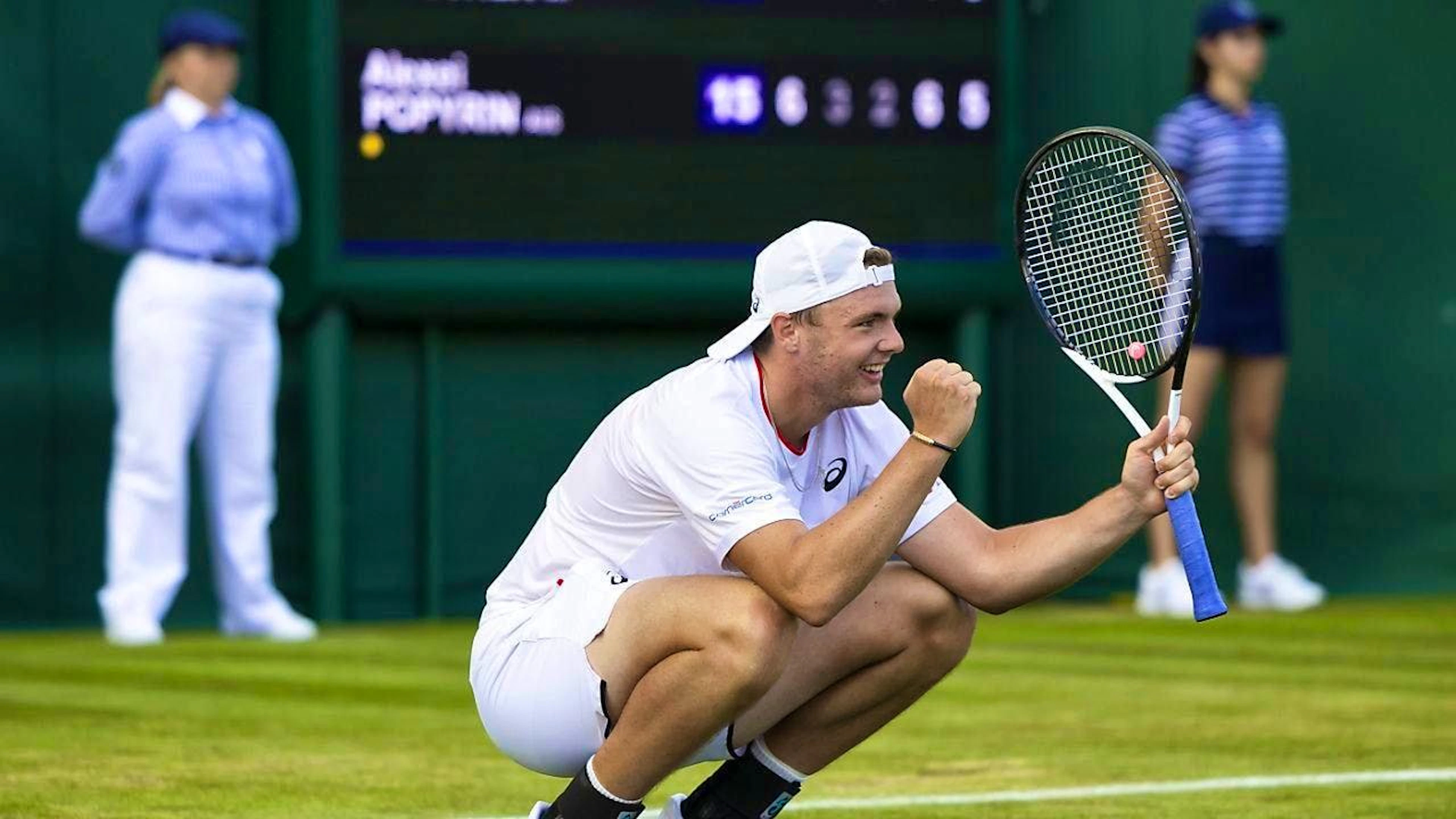 Stricker then celebrated his first victory at a Grad.Slam tournament at Wimbledon