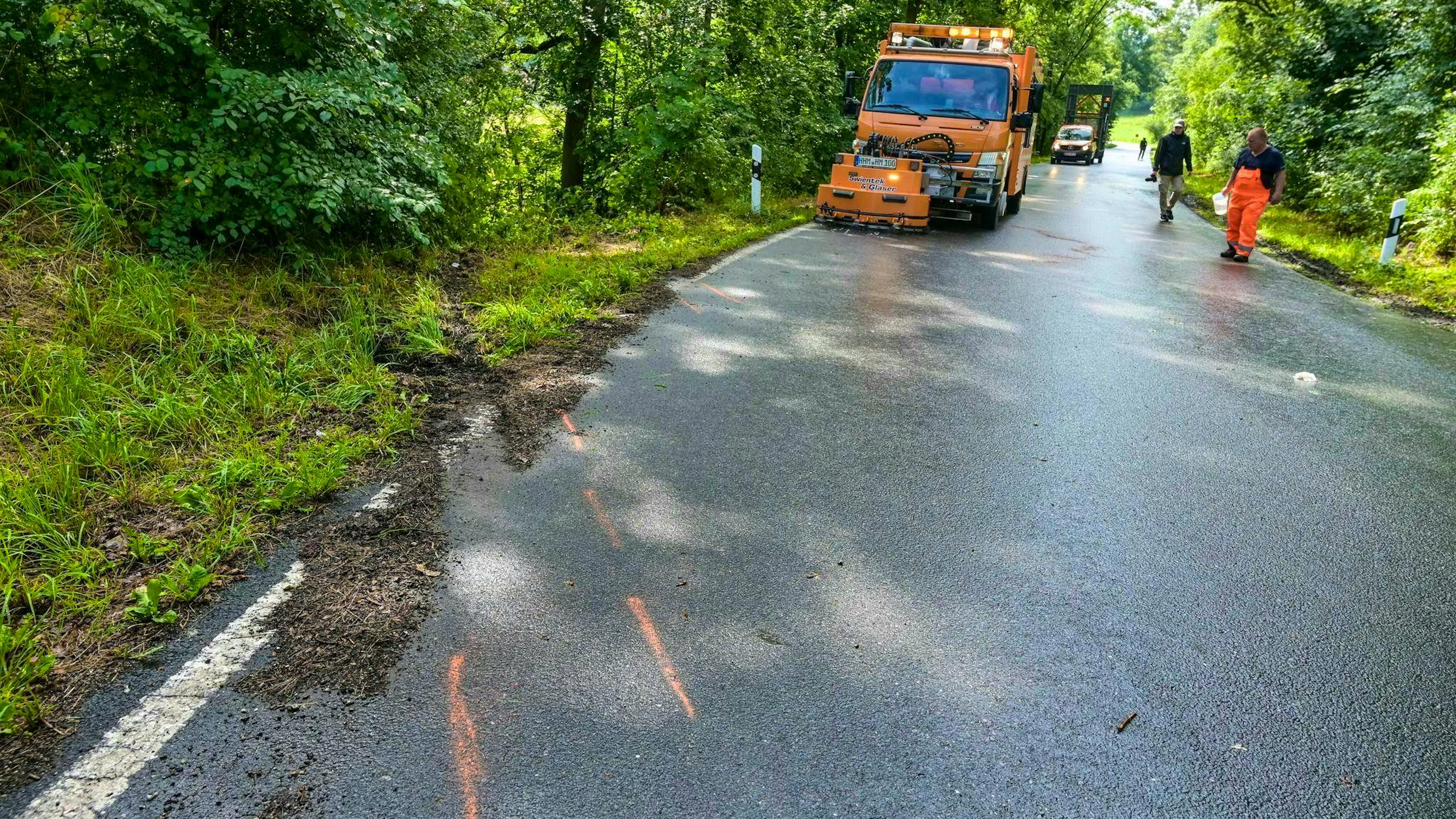 The road remained closed for hours.