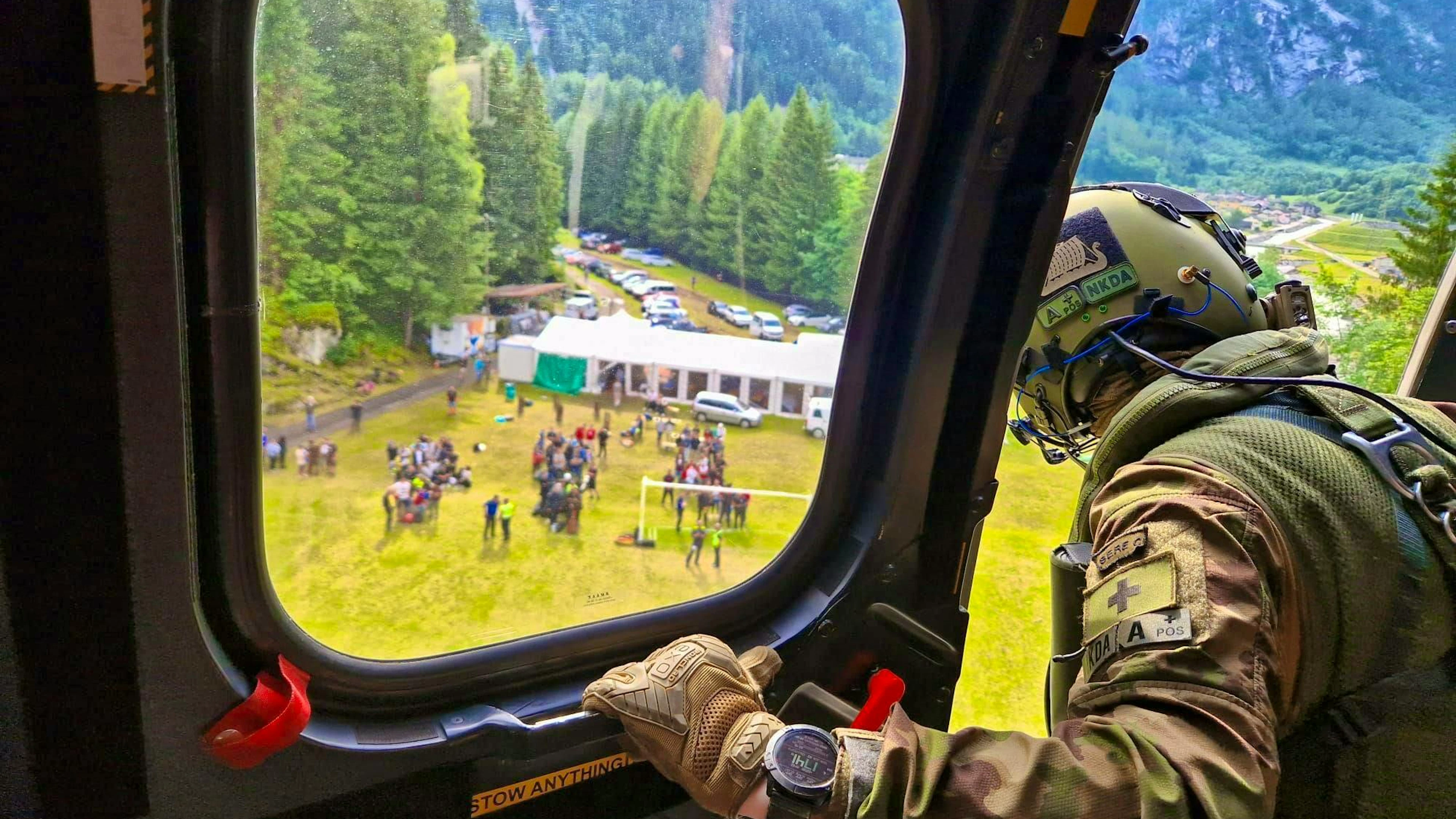 Evacuation by military helicopter.