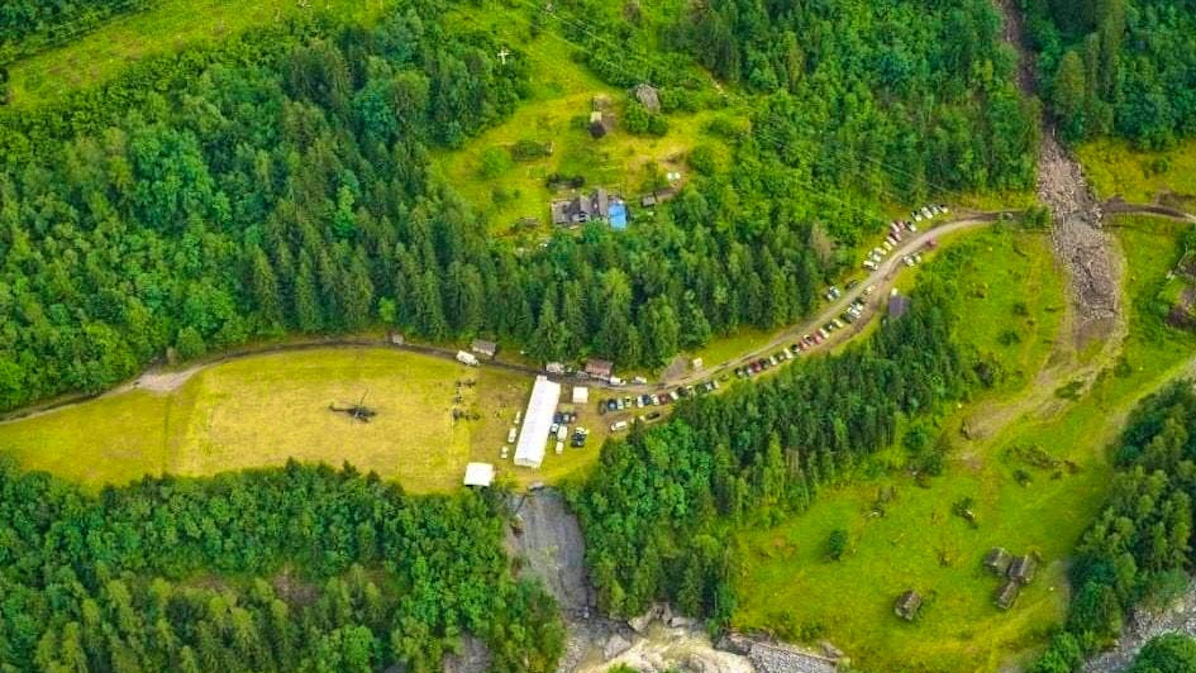 The festival site in Piano di Peccia from above.