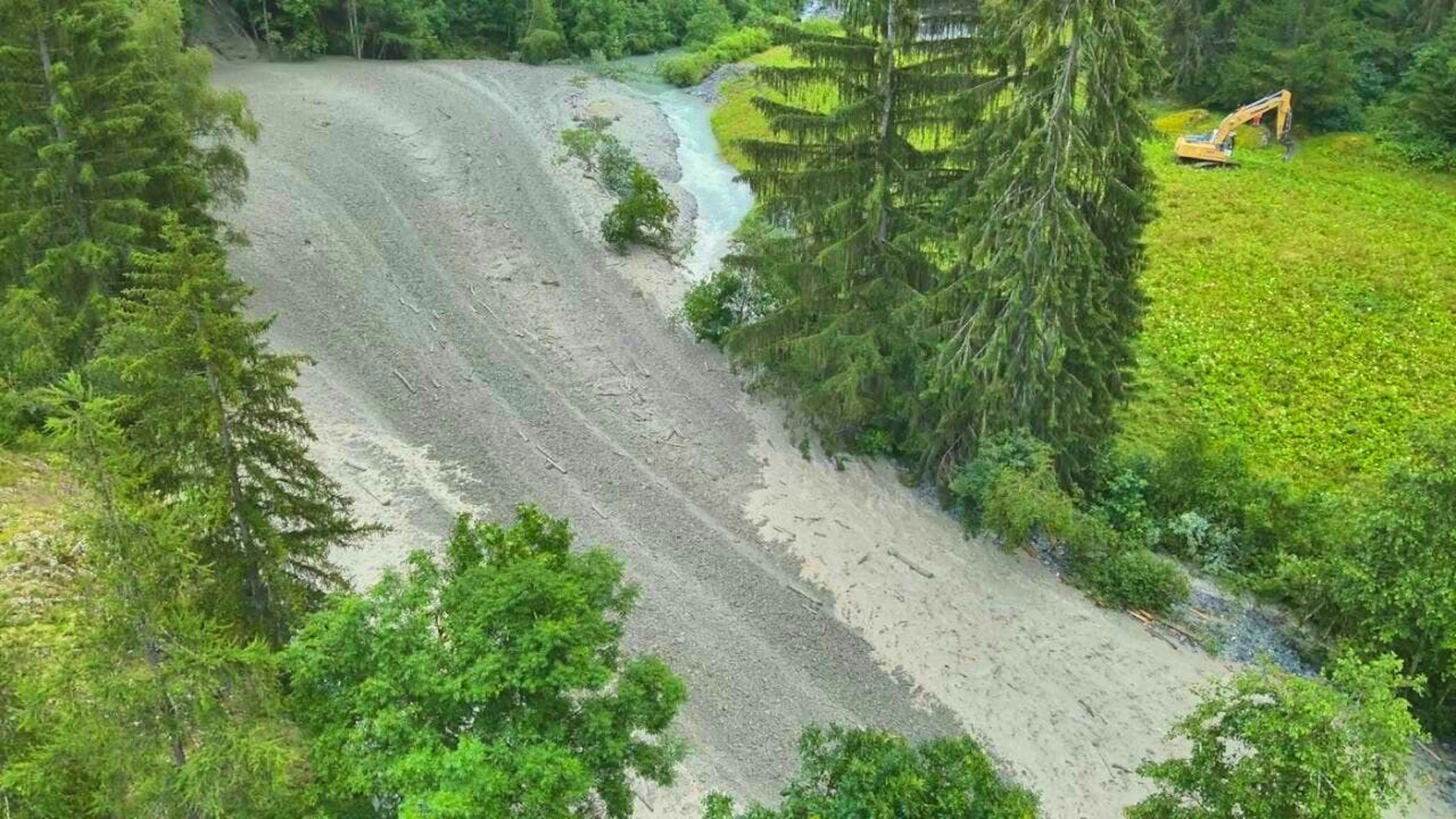 A picture of devastation can be seen in the upper Val de Bagnes after the mudslides on Wednesday.