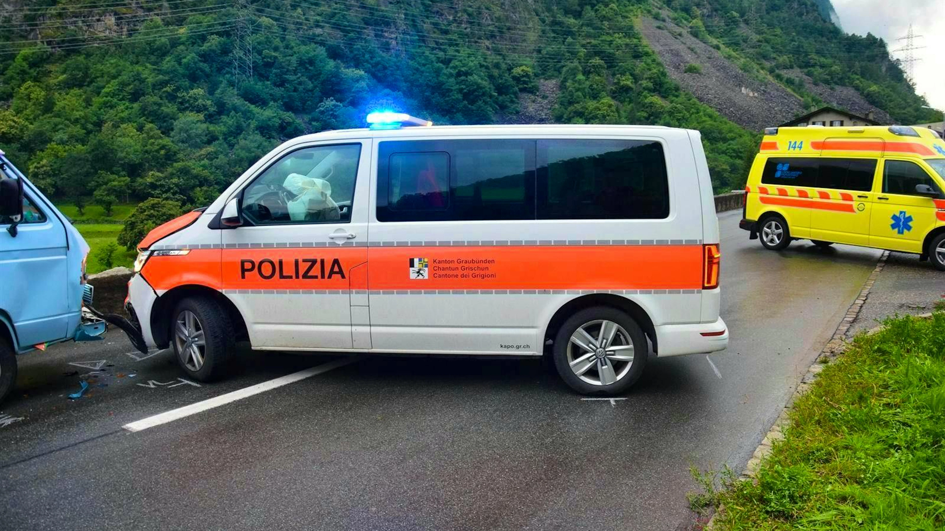 The police car was damaged in the accident. 