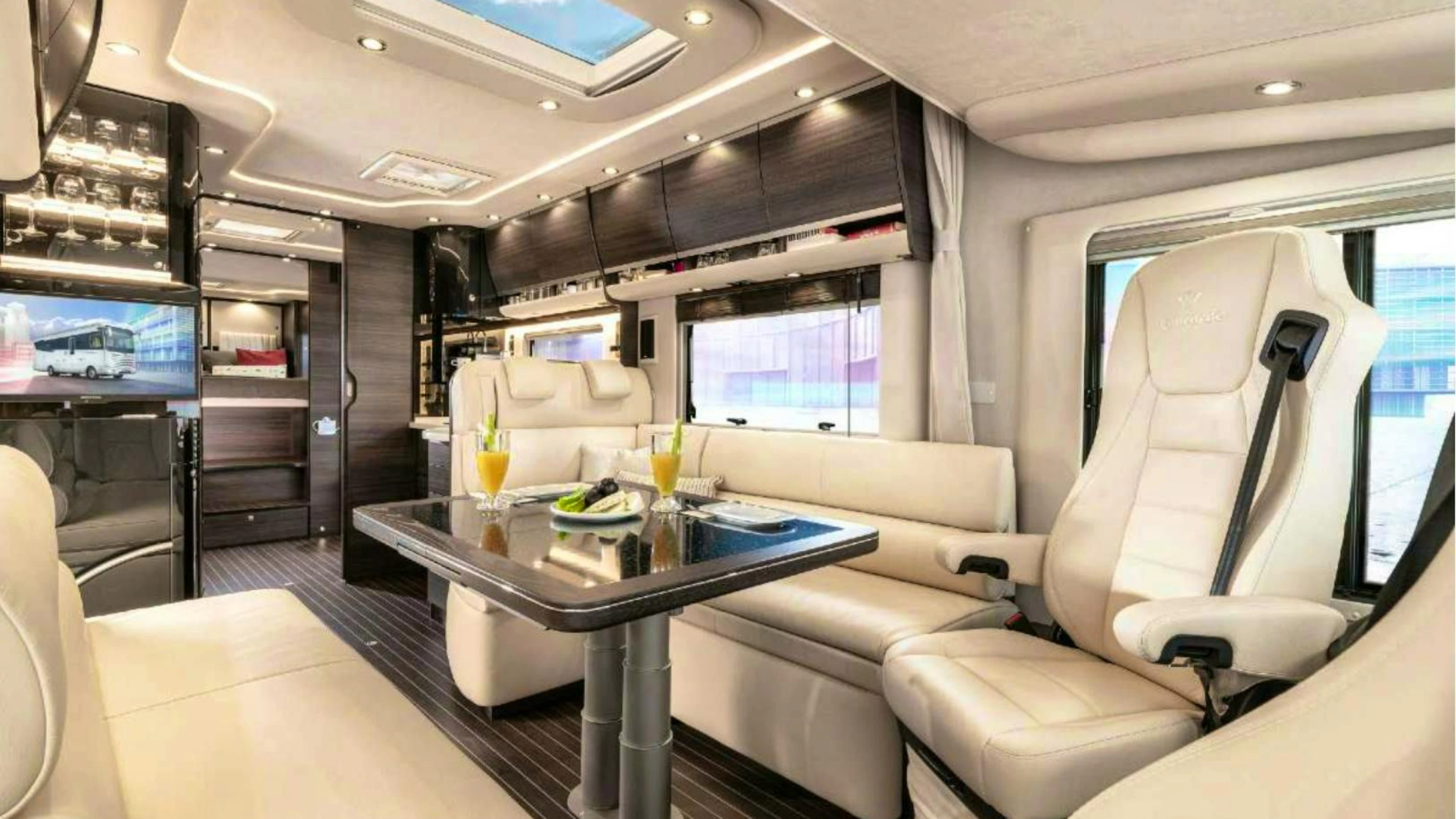 The interior was created by an Italian design house and is reminiscent of a luxury yacht.