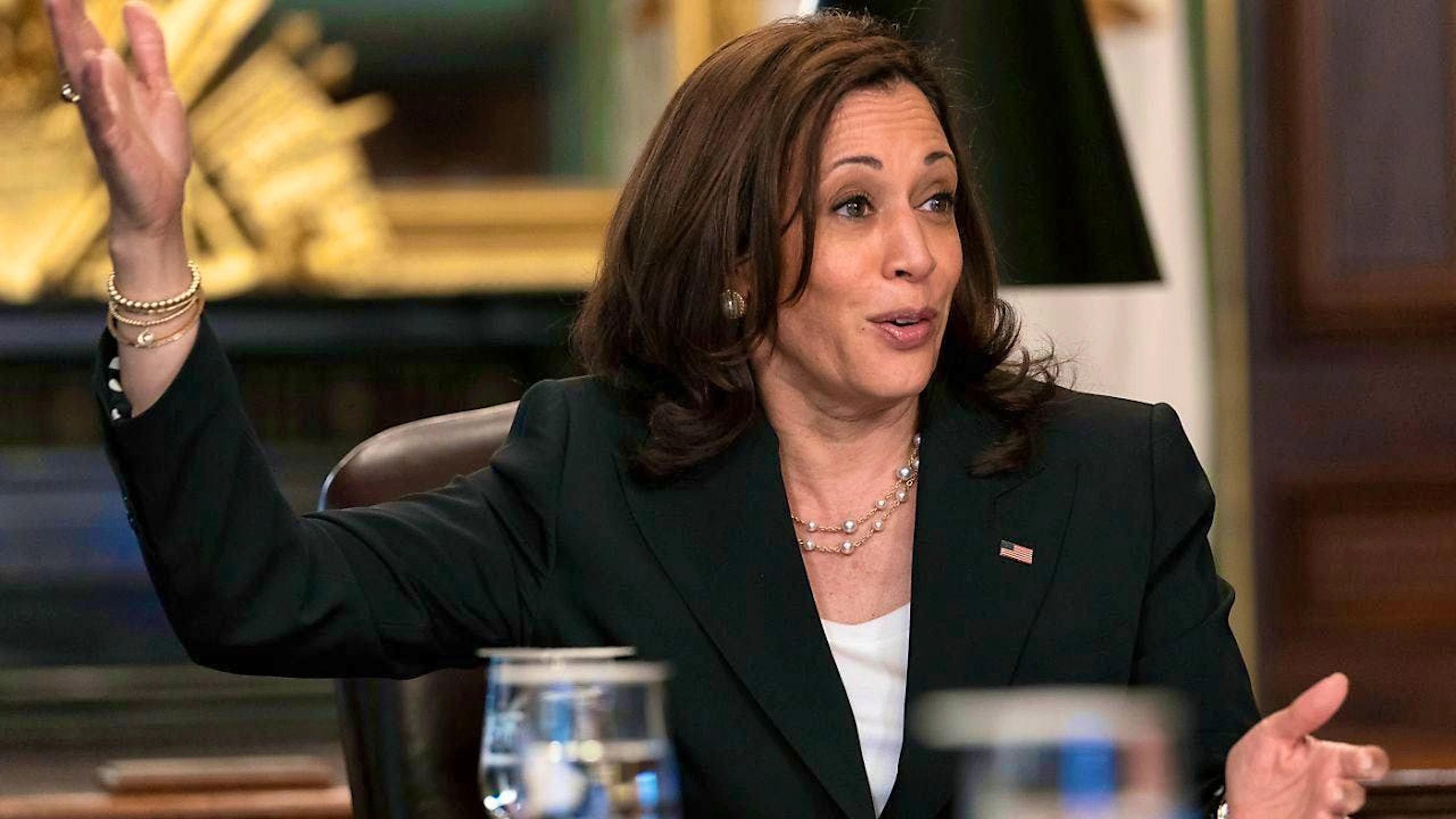 ARCHIVE - US Vice President Kamala Harris in her office in the White House. Photo: Jacquelyn Martin/AP/dpa