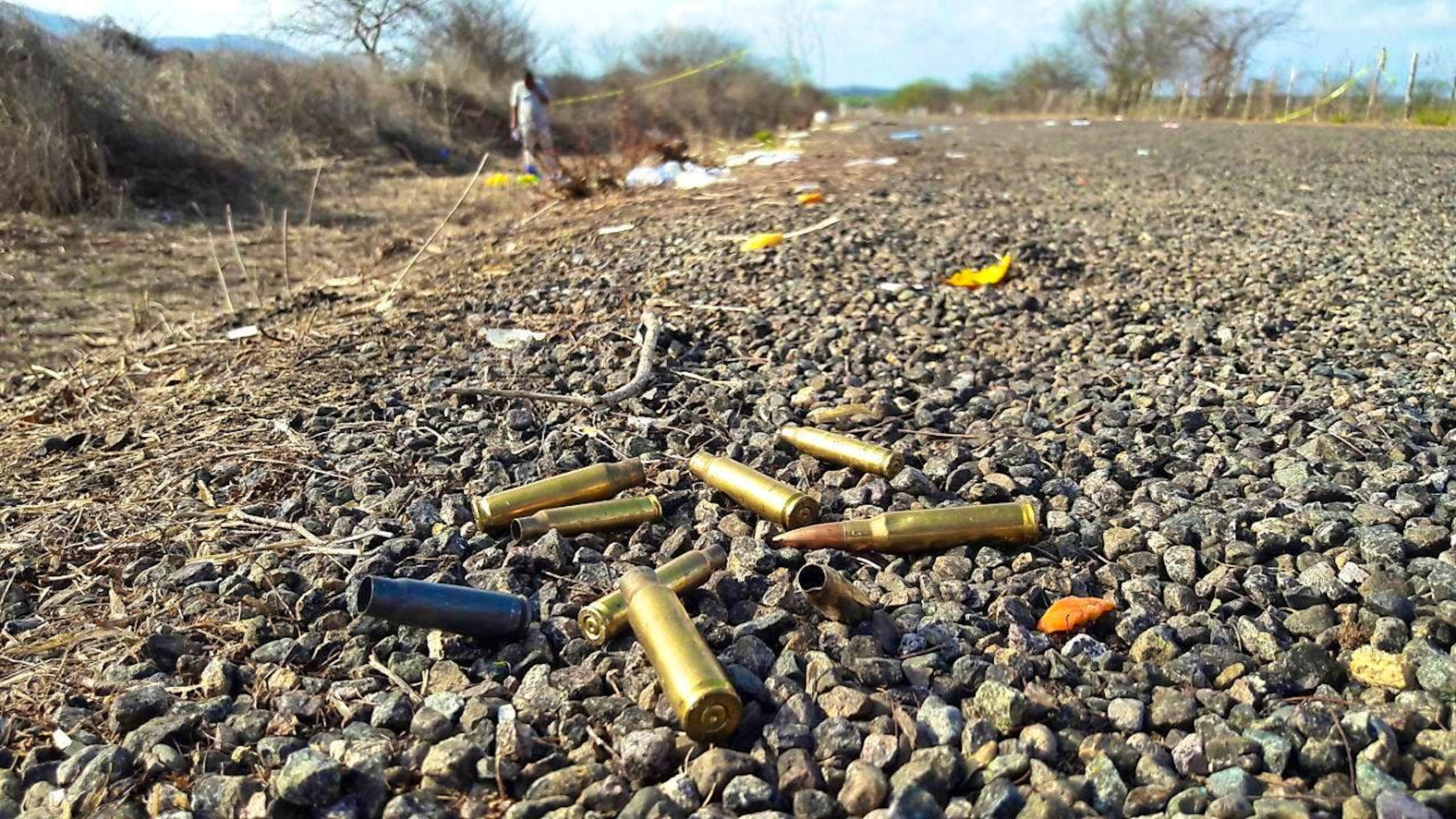 ARCHIVE - ARCHIVE - Bullets and shell casings lie on the ground in Villa Union (Sinaloa, Mexico) on July 1, 2017. Photo: Mario Rivera Alvarado/AP/dpa