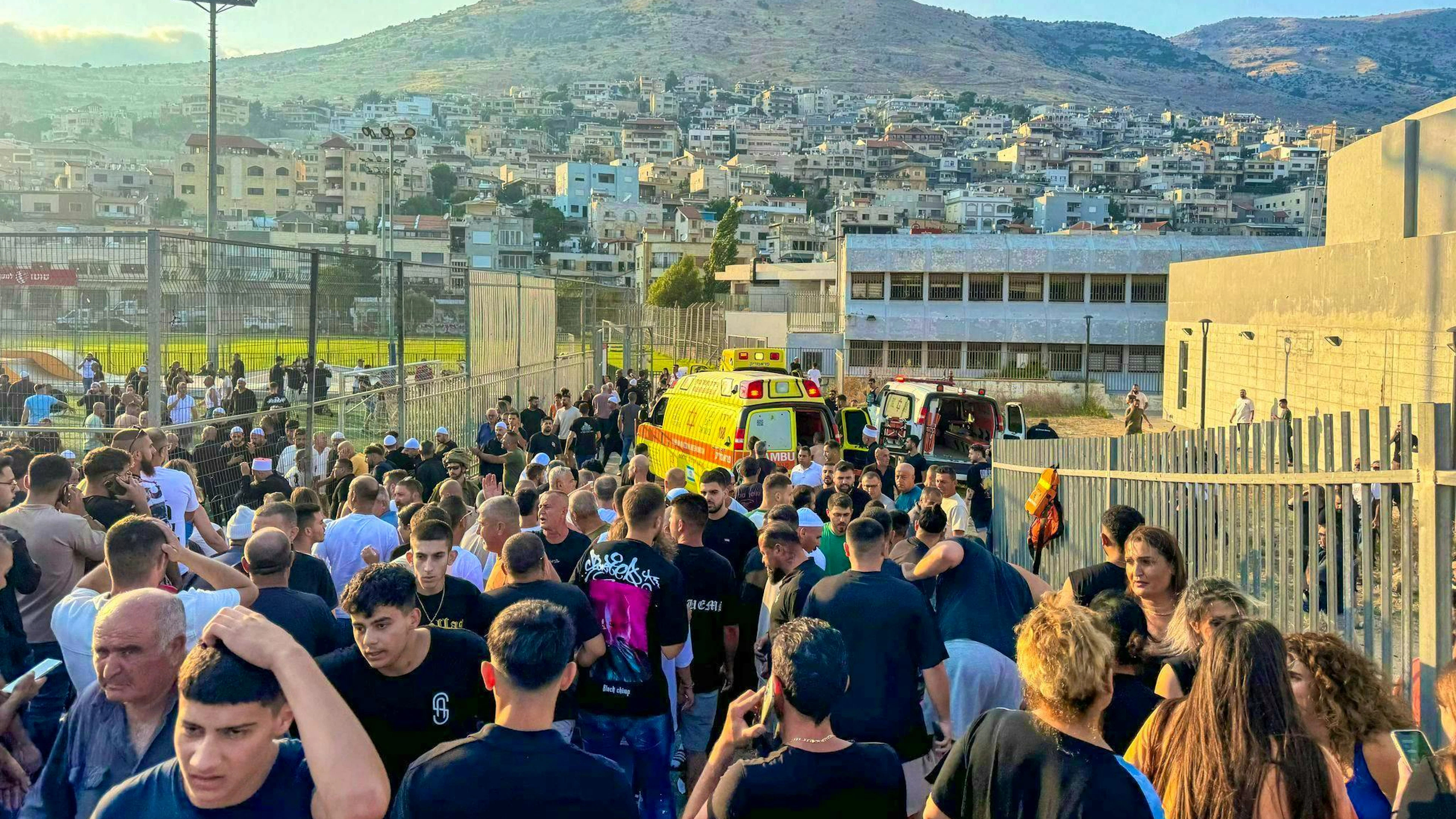 Horror reigns after the rocket hit on a busy football pitch in Majdal Shams.