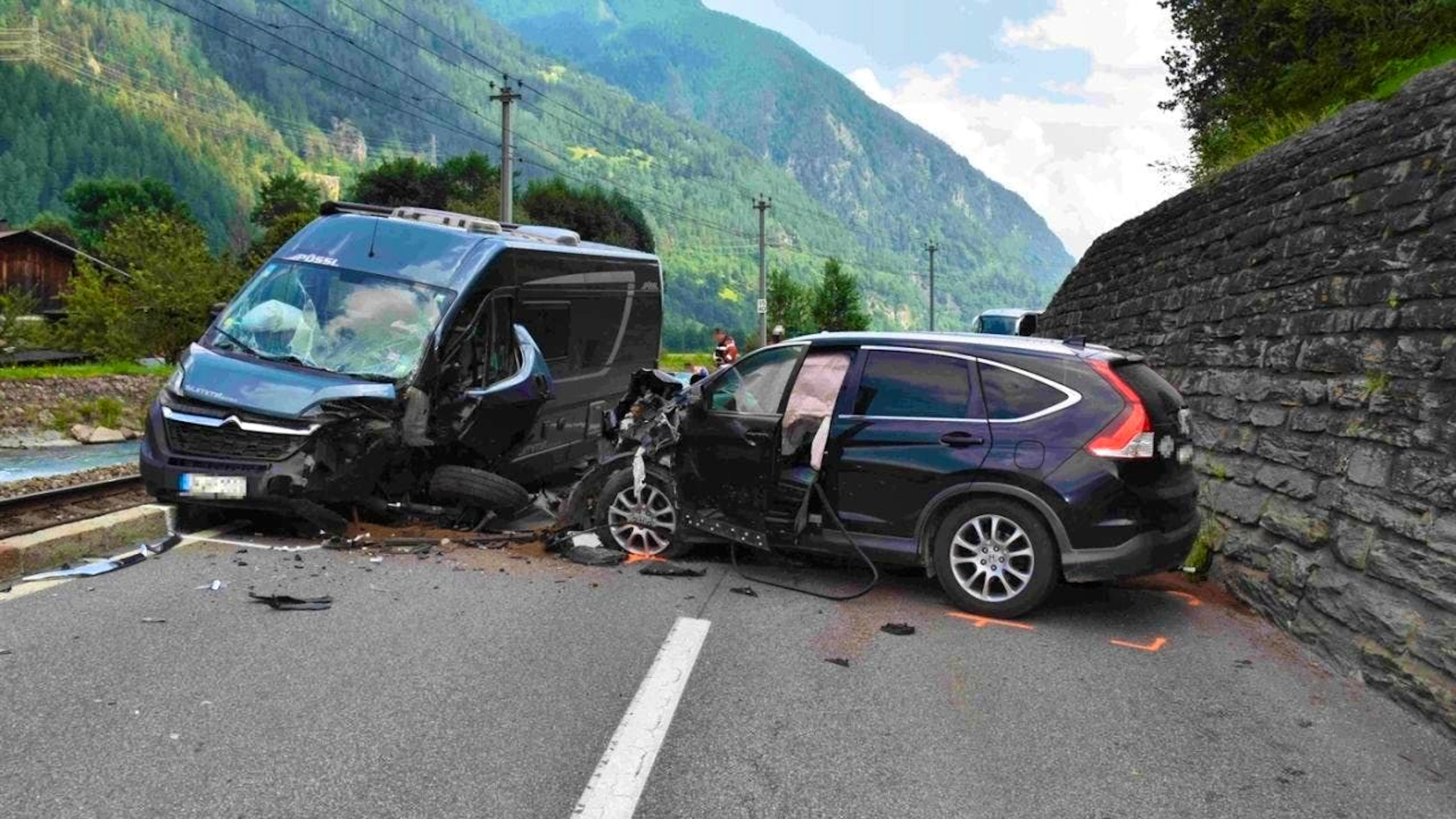 The occupants of the camper van and the car were slightly injured.