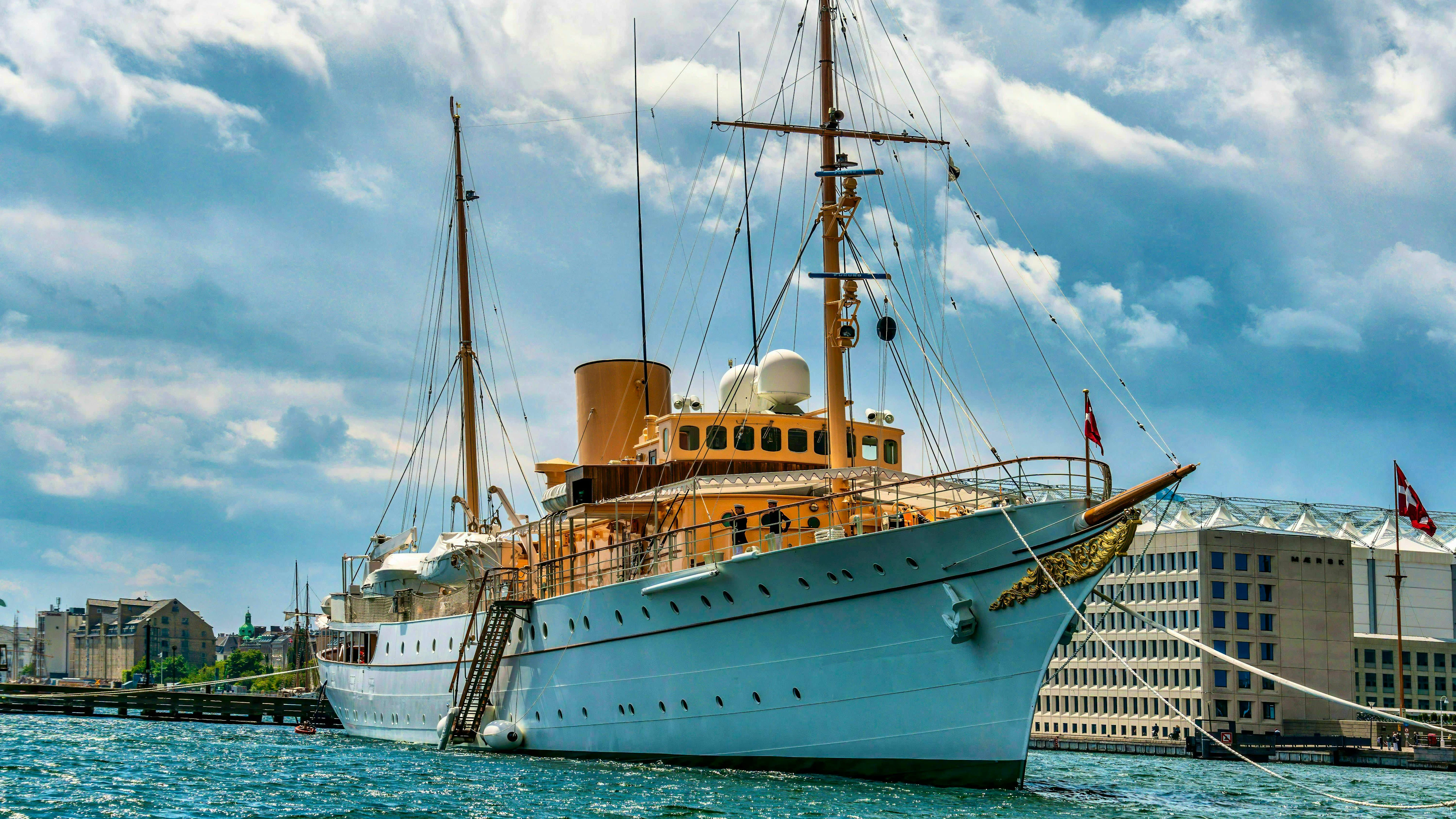 The luxury yacht Dannebrog has served as the official and private residence of the Danish royal family for over 90 years.