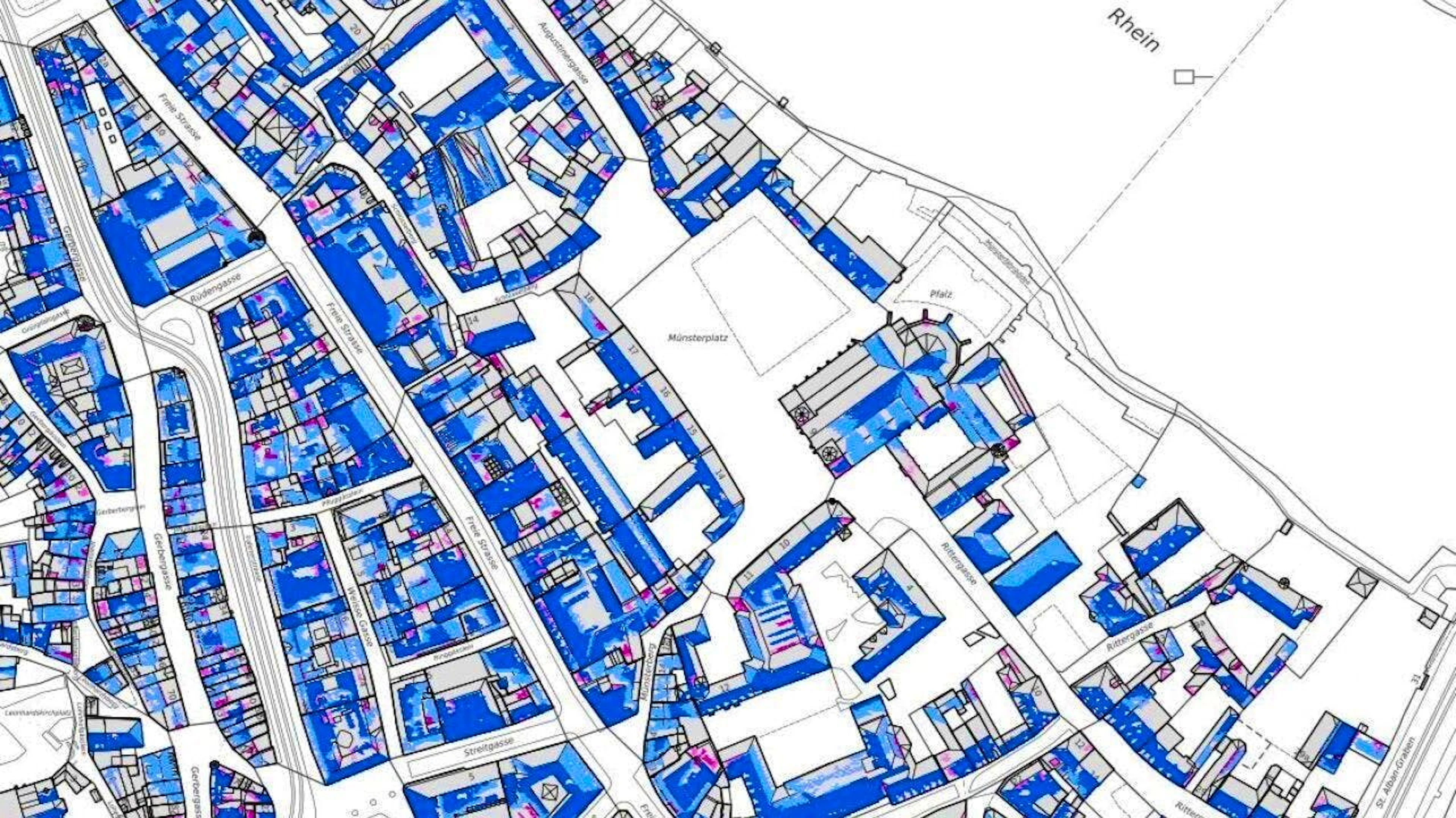 A glance at the solar cadastre map reveals that there is hardly a building in Basel that would not be suitable for photovoltaic systems.