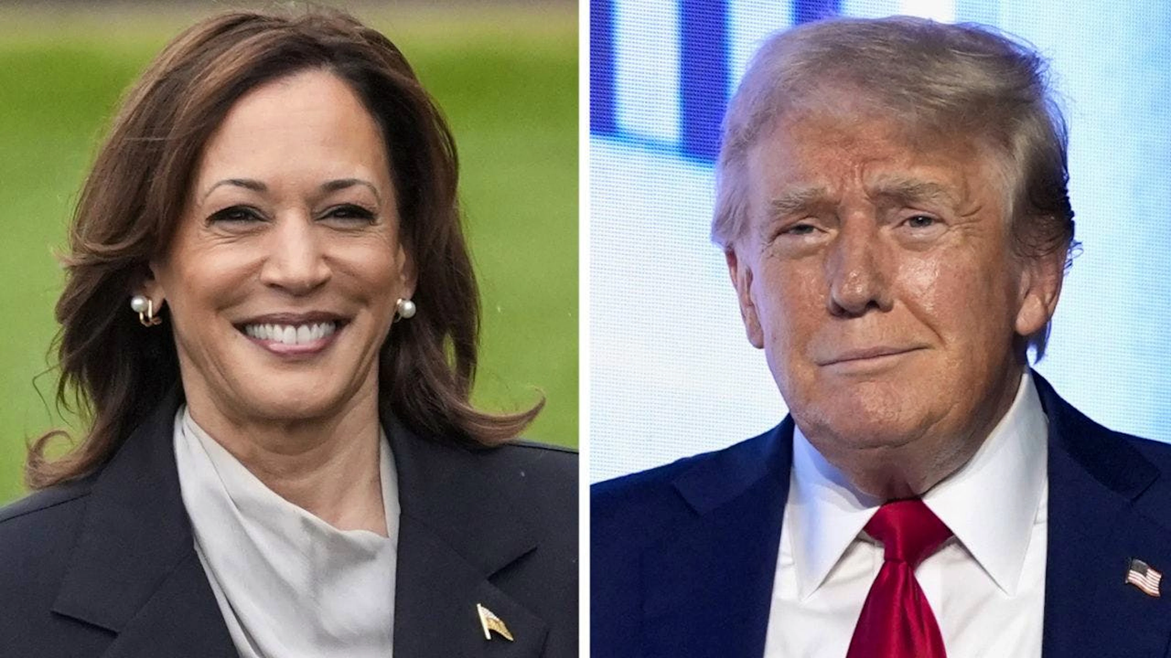 La vicepresidente Kamala Harris e l'ex presidente USA Donald Trump