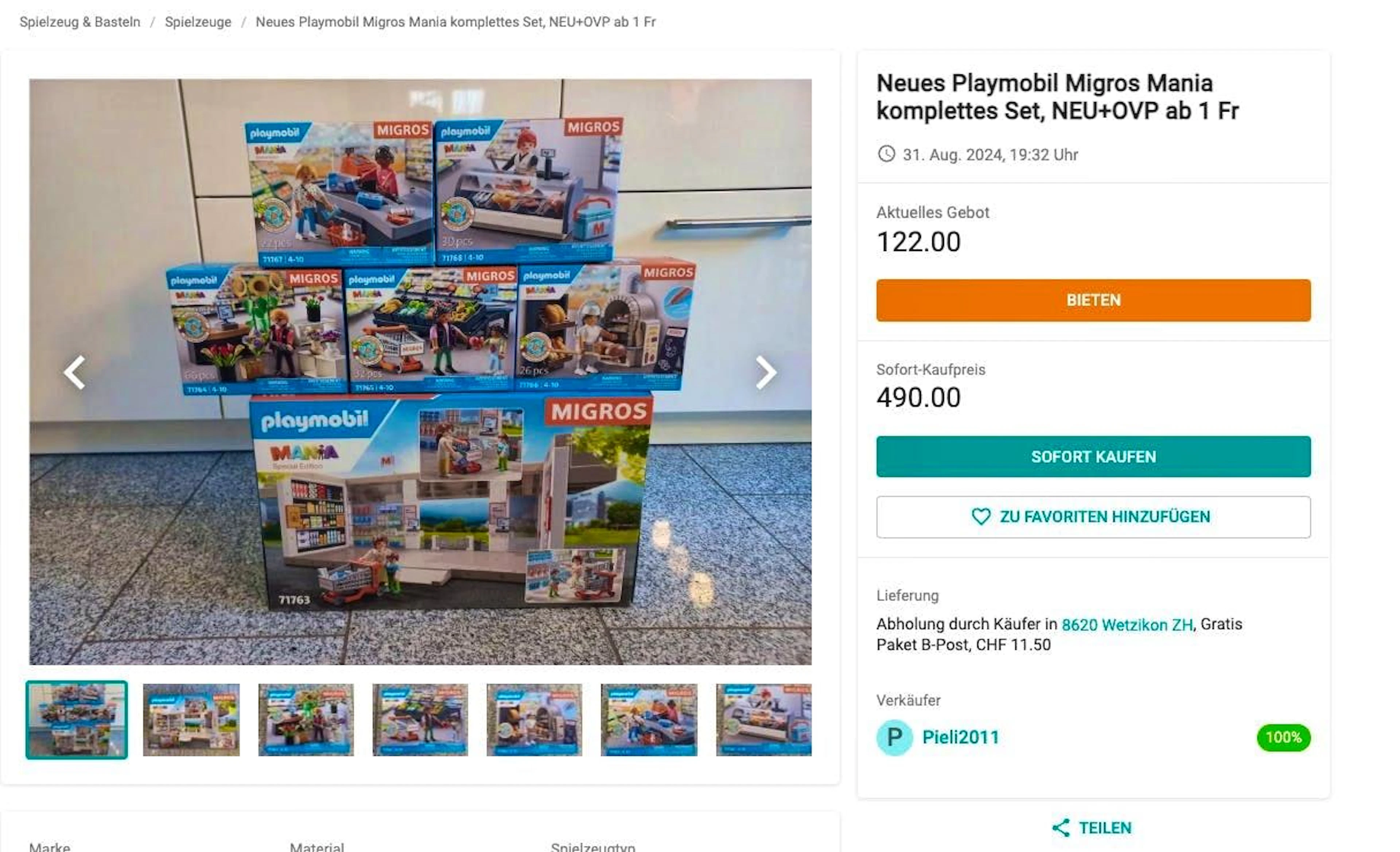 A set costs 500 francs.
