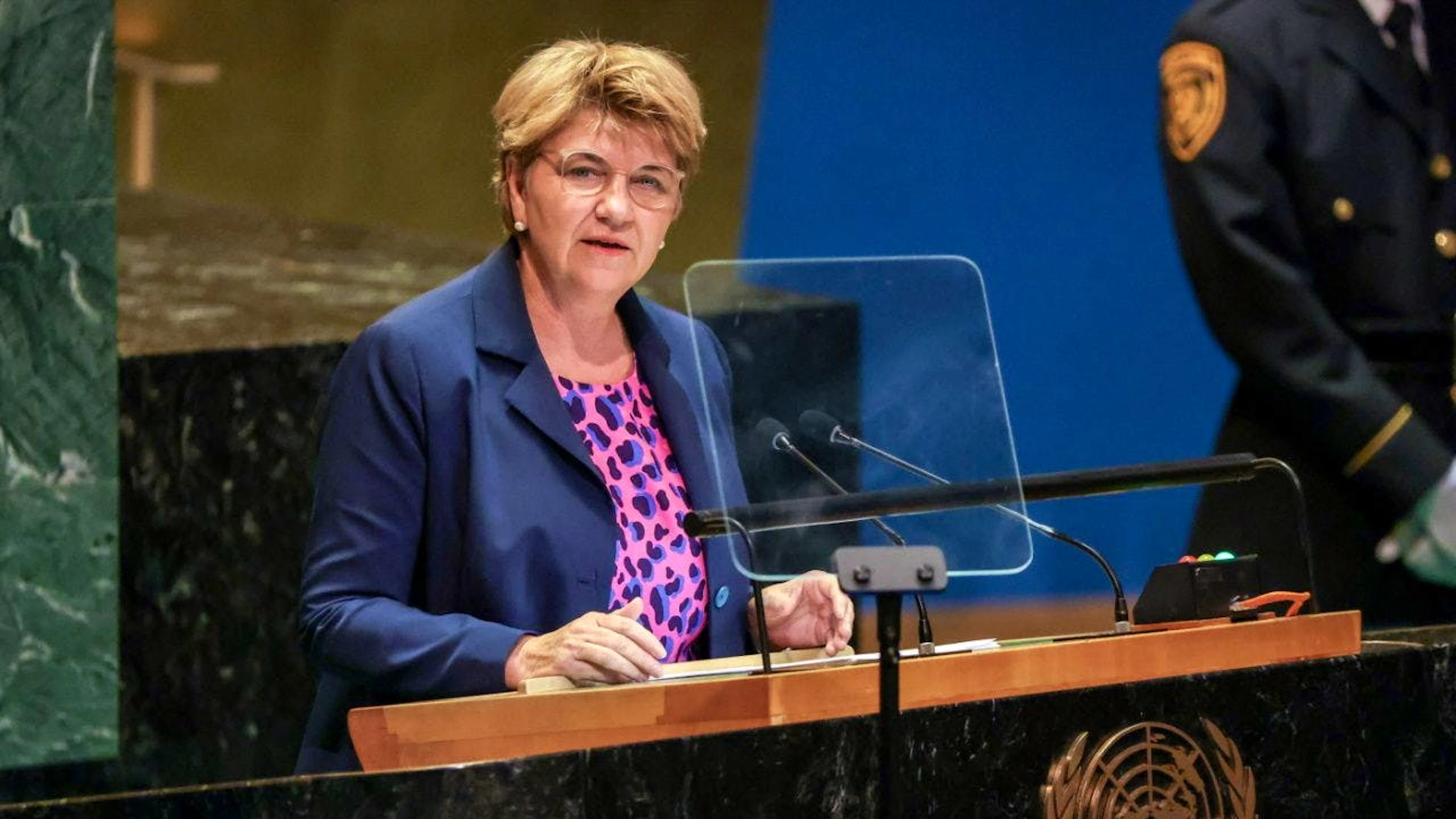 Bundespräsidentin Viola Amherd sprach am Dienstag an der UNO-Generaldebatte in New York.