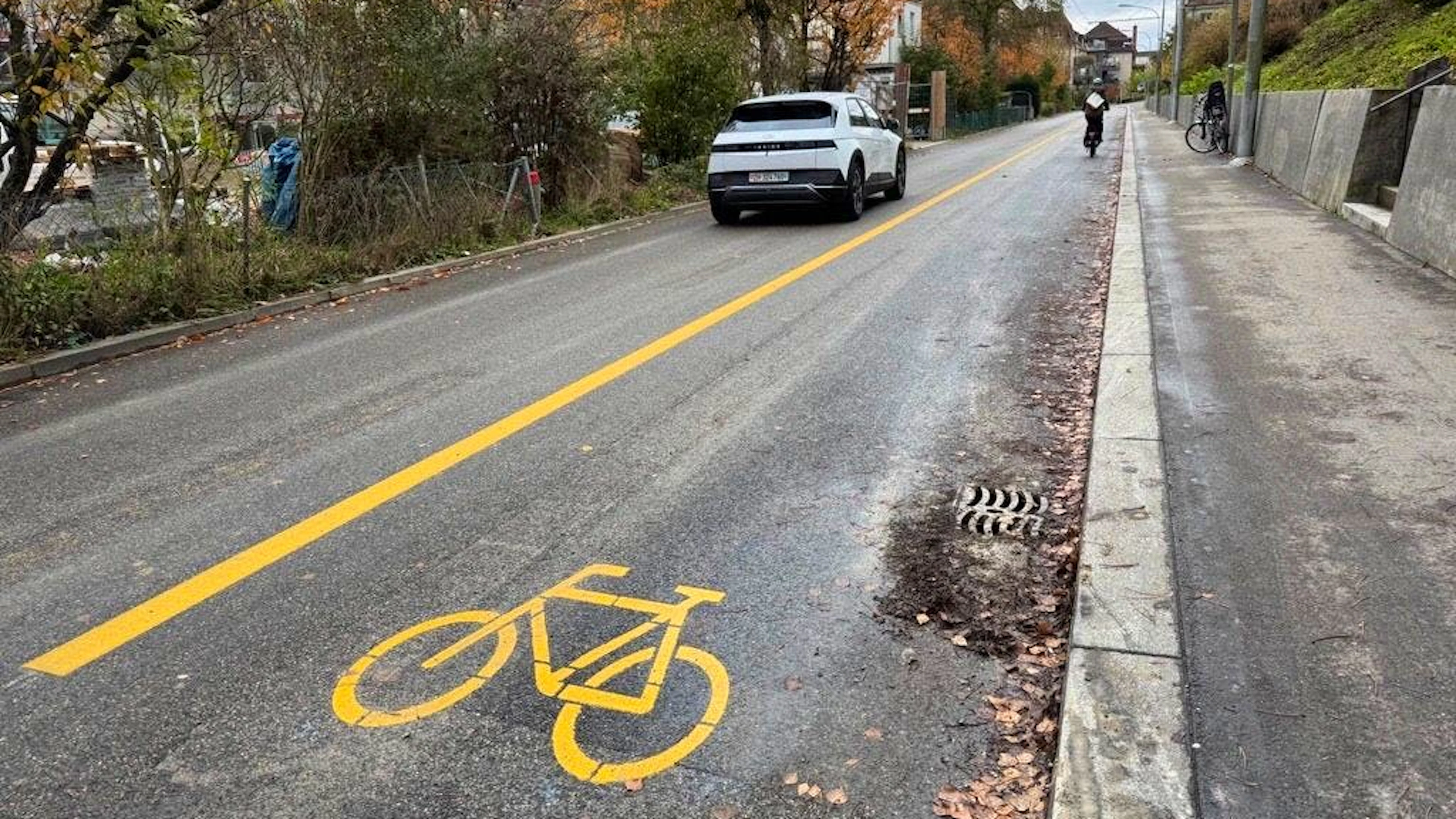 Im Brunau-Quartier wurden 16 Parkplätze zugunsten eines breiteren Velostreifens abgebaut.