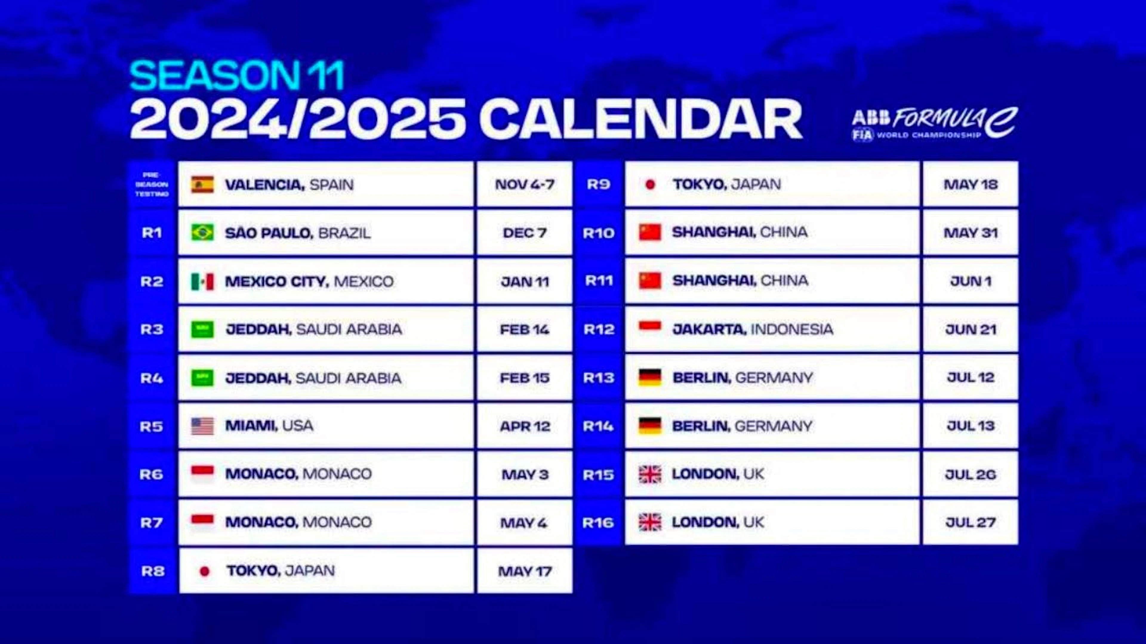 This is the race calendar for the 2024/2025 season.