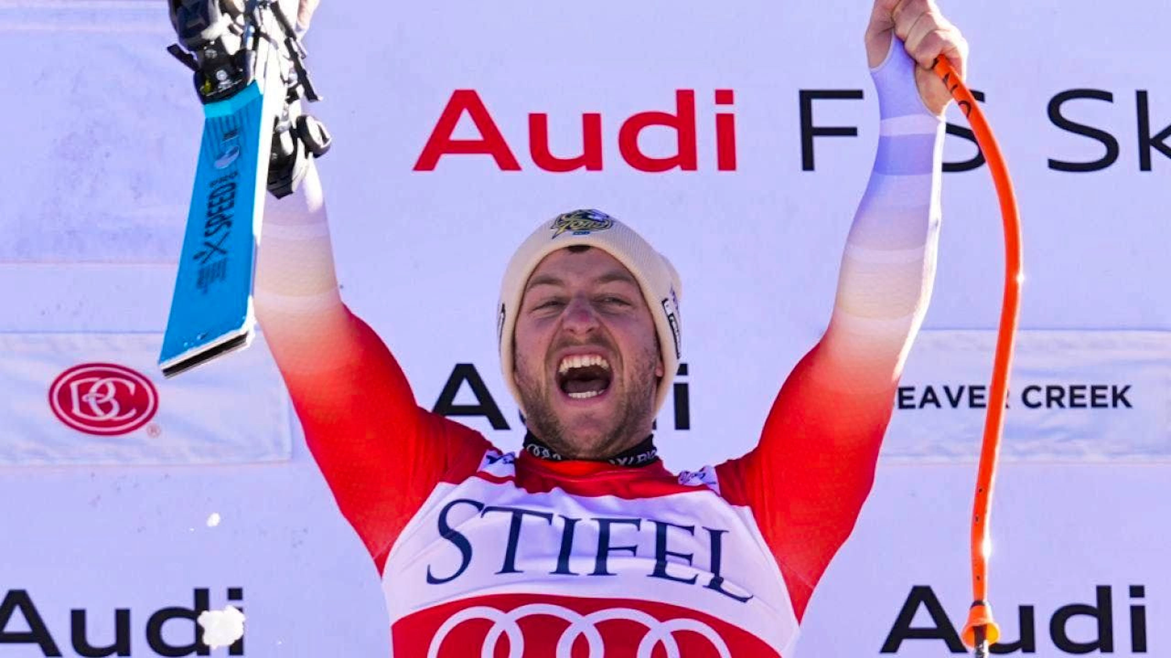 Justified pure joy: Justin Murisier after his first World Cup victory