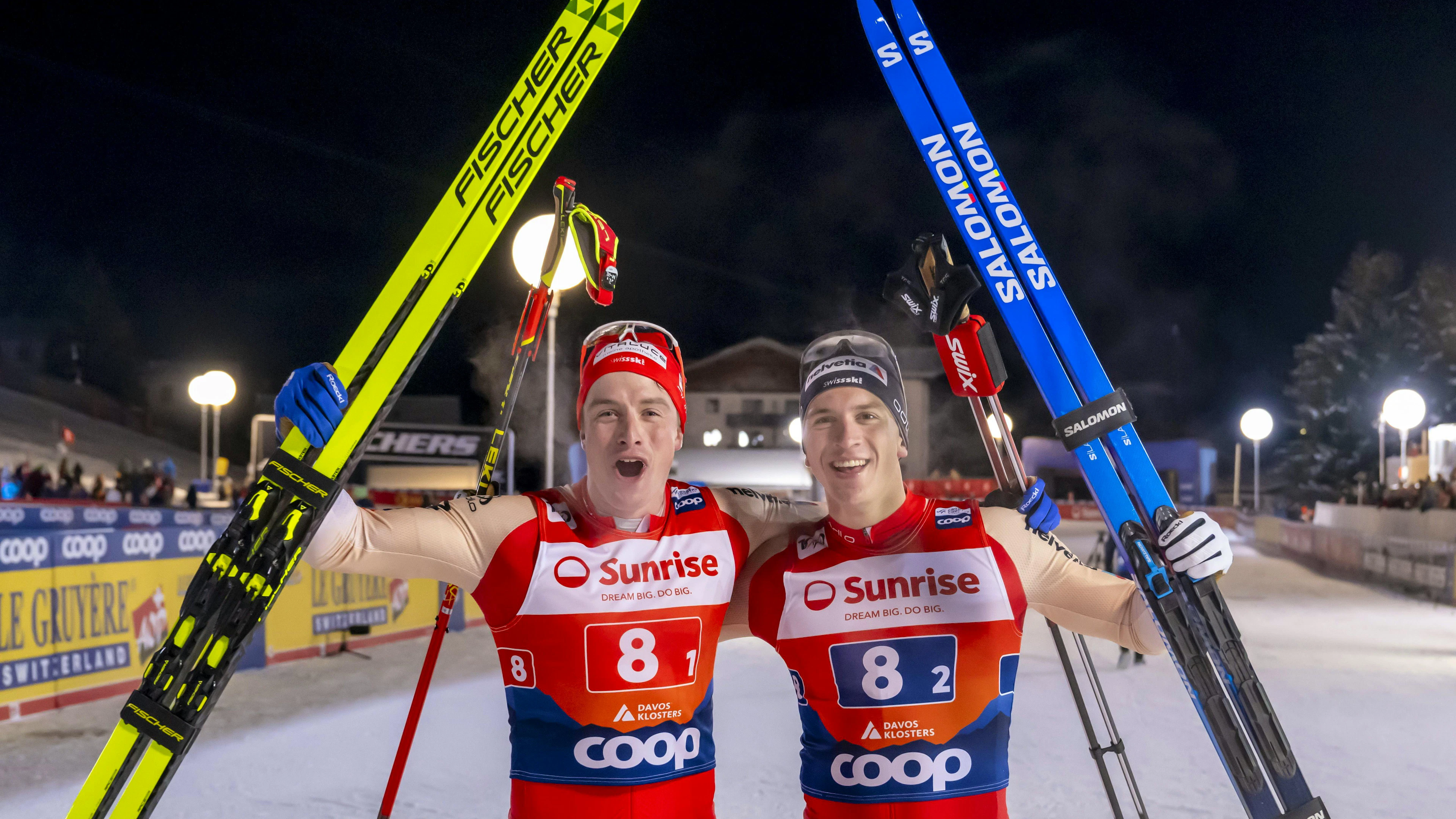 Janik Riebli (à gauche) et Valerio Grond (à droite) ont terminé deuxième.