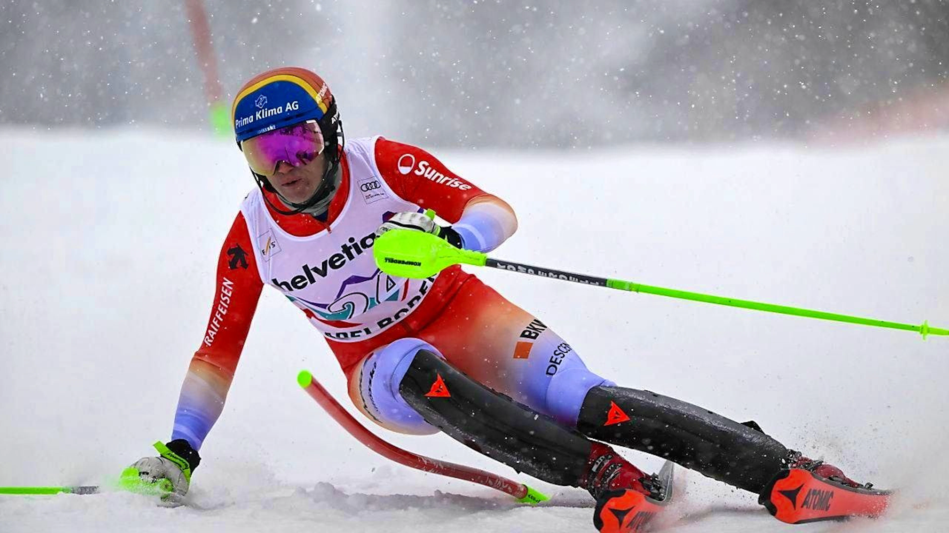 Tanguy Nef is the best Swiss on the Chuenisbärgli in eighth place