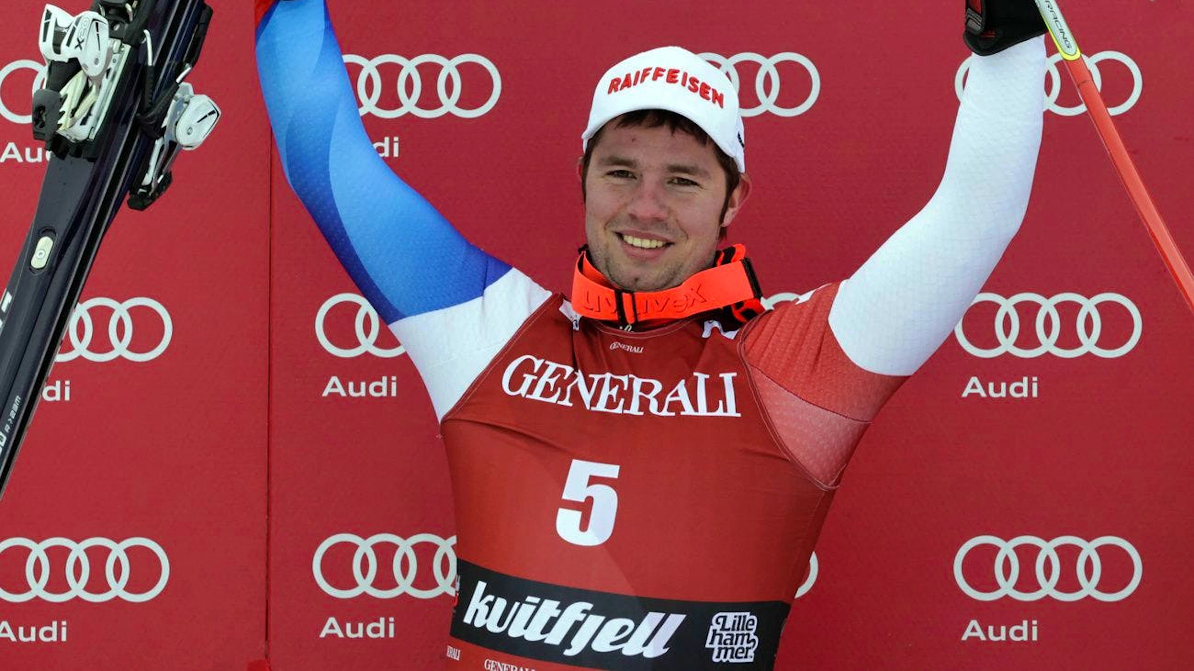 Beat Feuz stand bei seinem ersten Podestplatz gleich zuoberst.