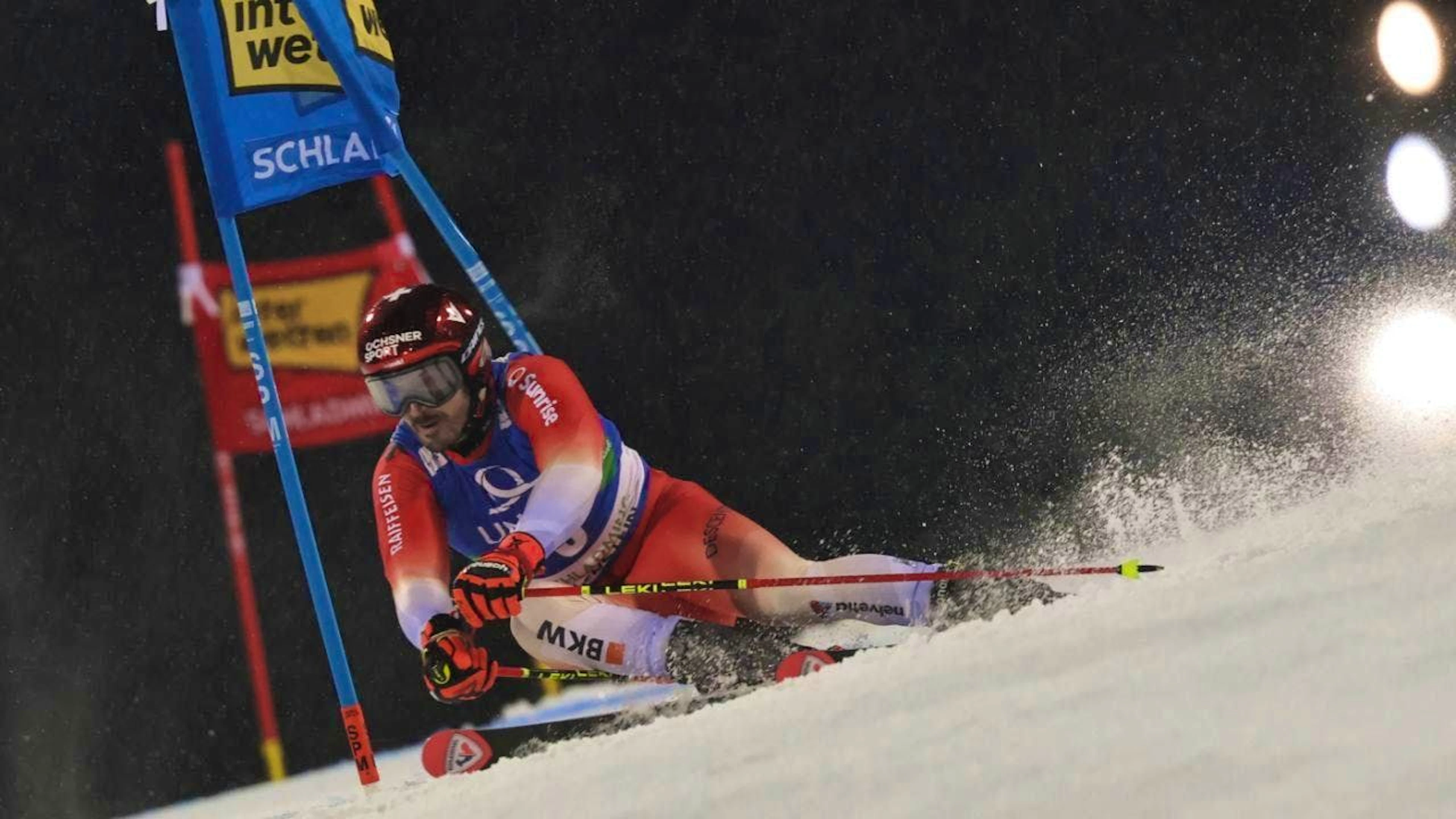 Loïc Meillard copes best with the rain in Schladming