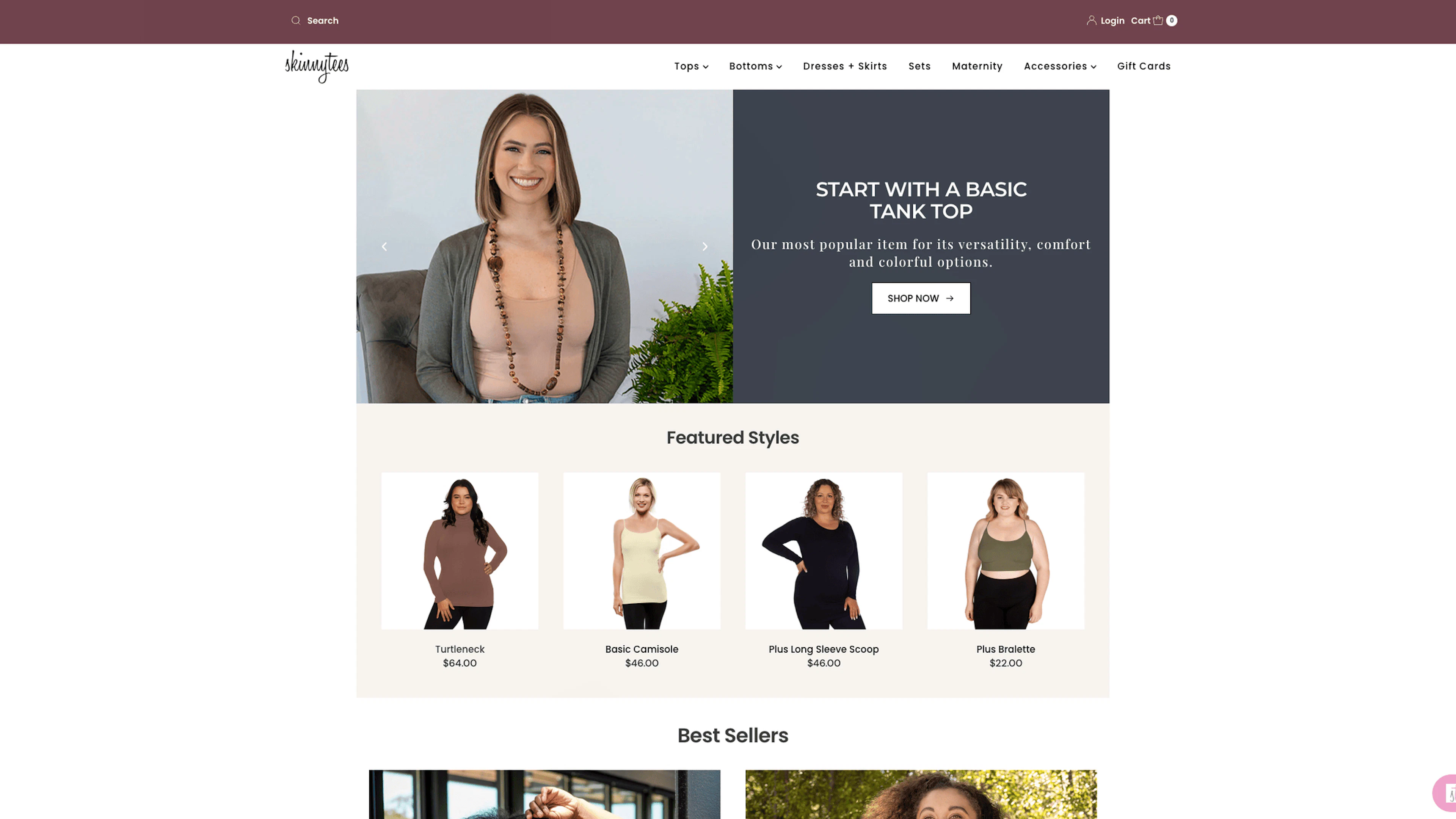 Die Website von Skinnytees.