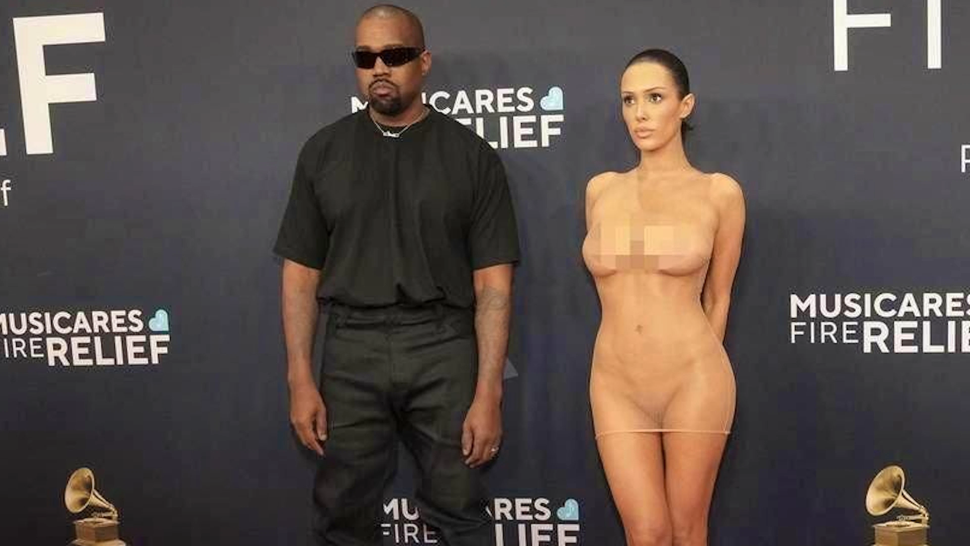 Kanye West and Bianca Censori arrive at the 67th Grammy Awards.