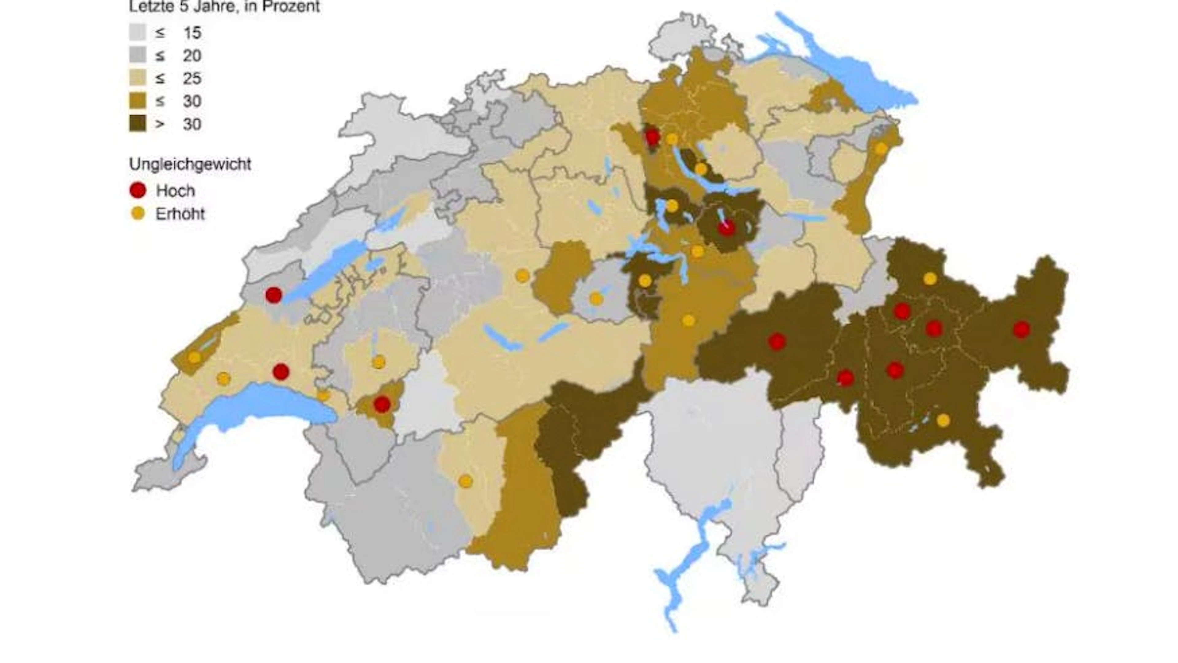 Auffallend: In der Region Graubünden haben die Immobilienpreise in den letzten fünf Jahren stark zugenommen, gemäss dem Immobilienpreisindex der UBS.