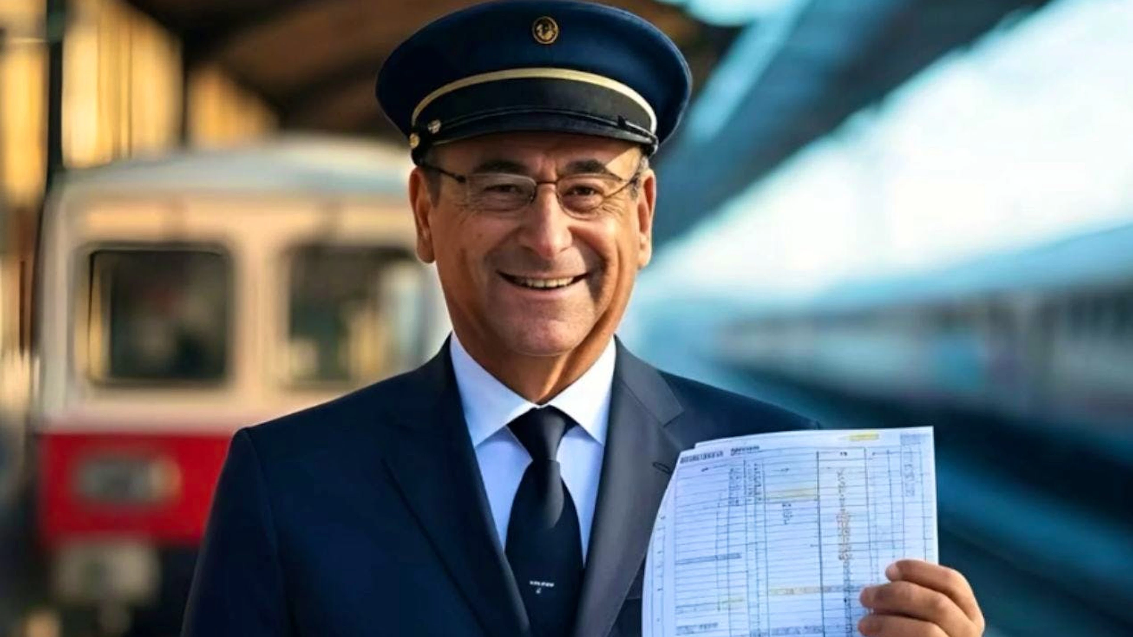 Carlo Conti, in versione 'bigliettario di Trenitalia'