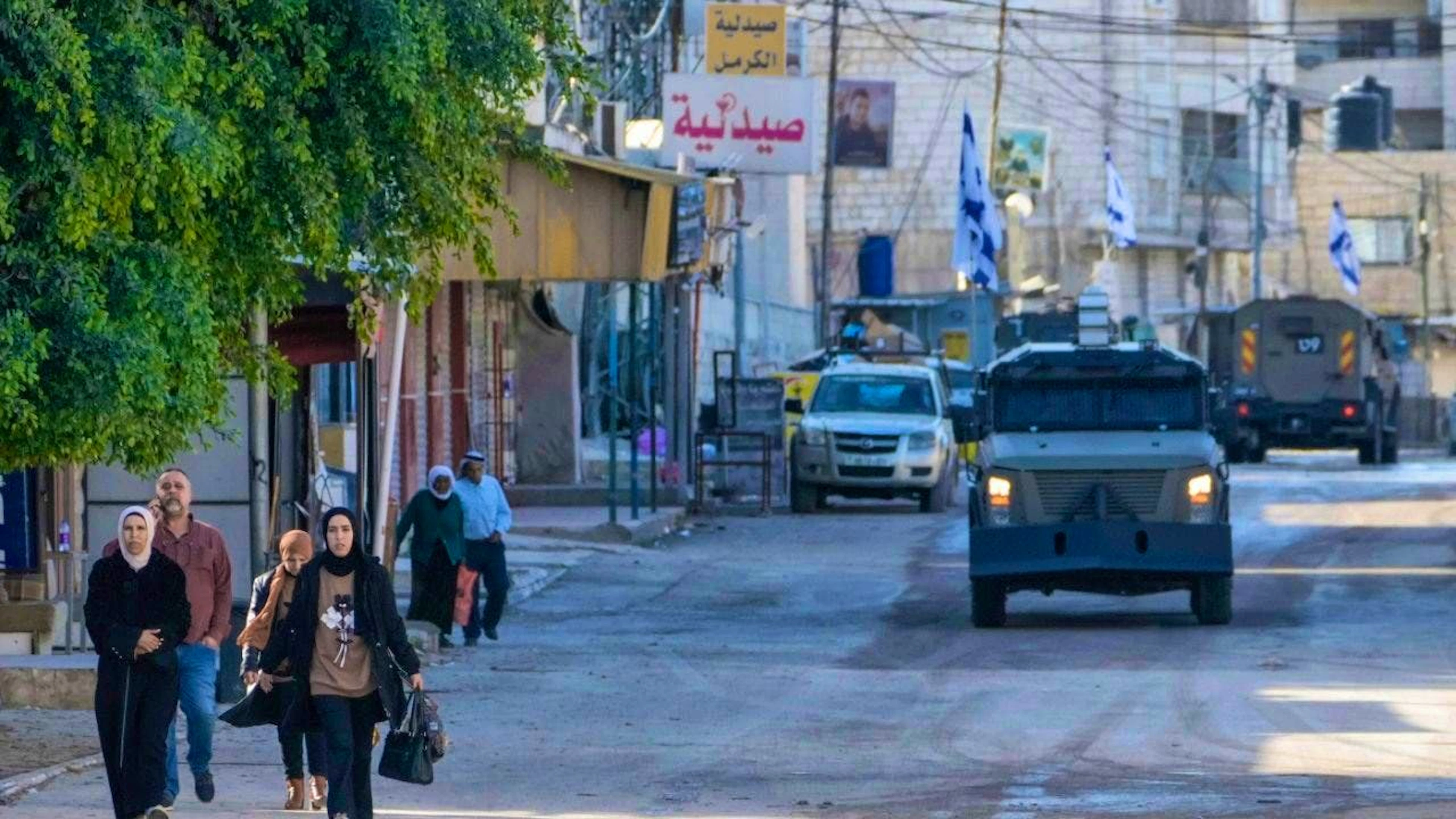 ARCHIVE - Israeli army vehicles are seen during a military operation in the West Bank town of Jenin. Photo: Majdi Mohammed/AP/dpa/Archive image
