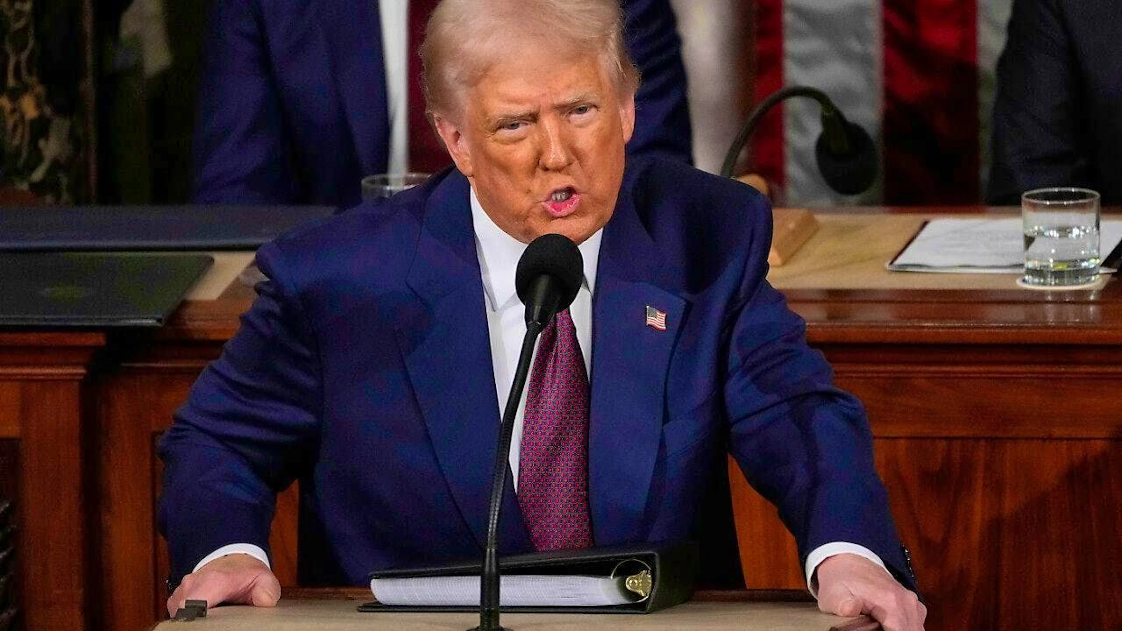 dpatopbilder - US President Donald Trump speaks before a joint session of Congress in the Capitol. Photo: Julia Demaree Nikhinson/AP/dpa