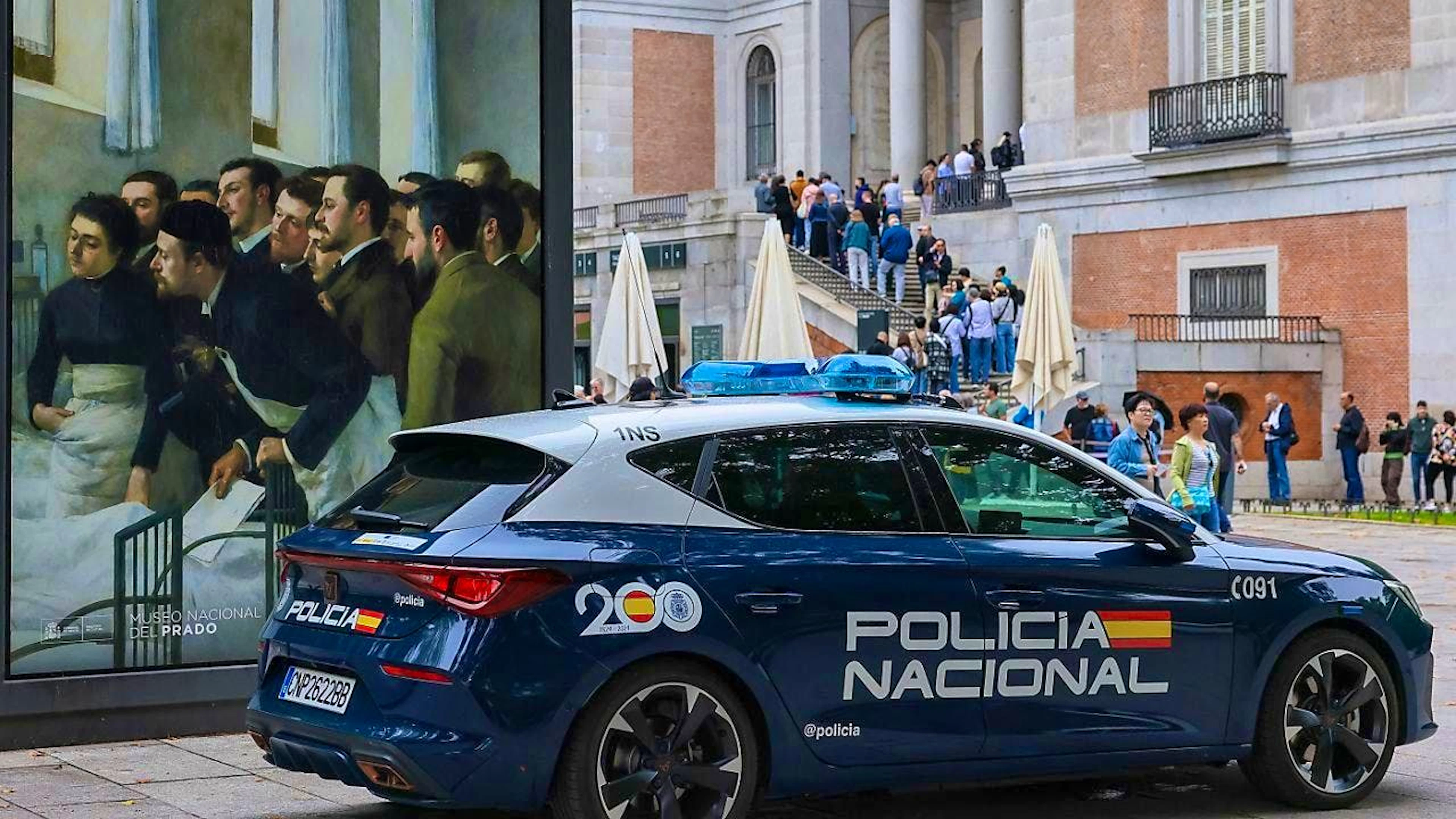 ARCHIVE - A Policia Nacional patrol car parked in front of the Prado. Photo: Jan Woitas/dpa