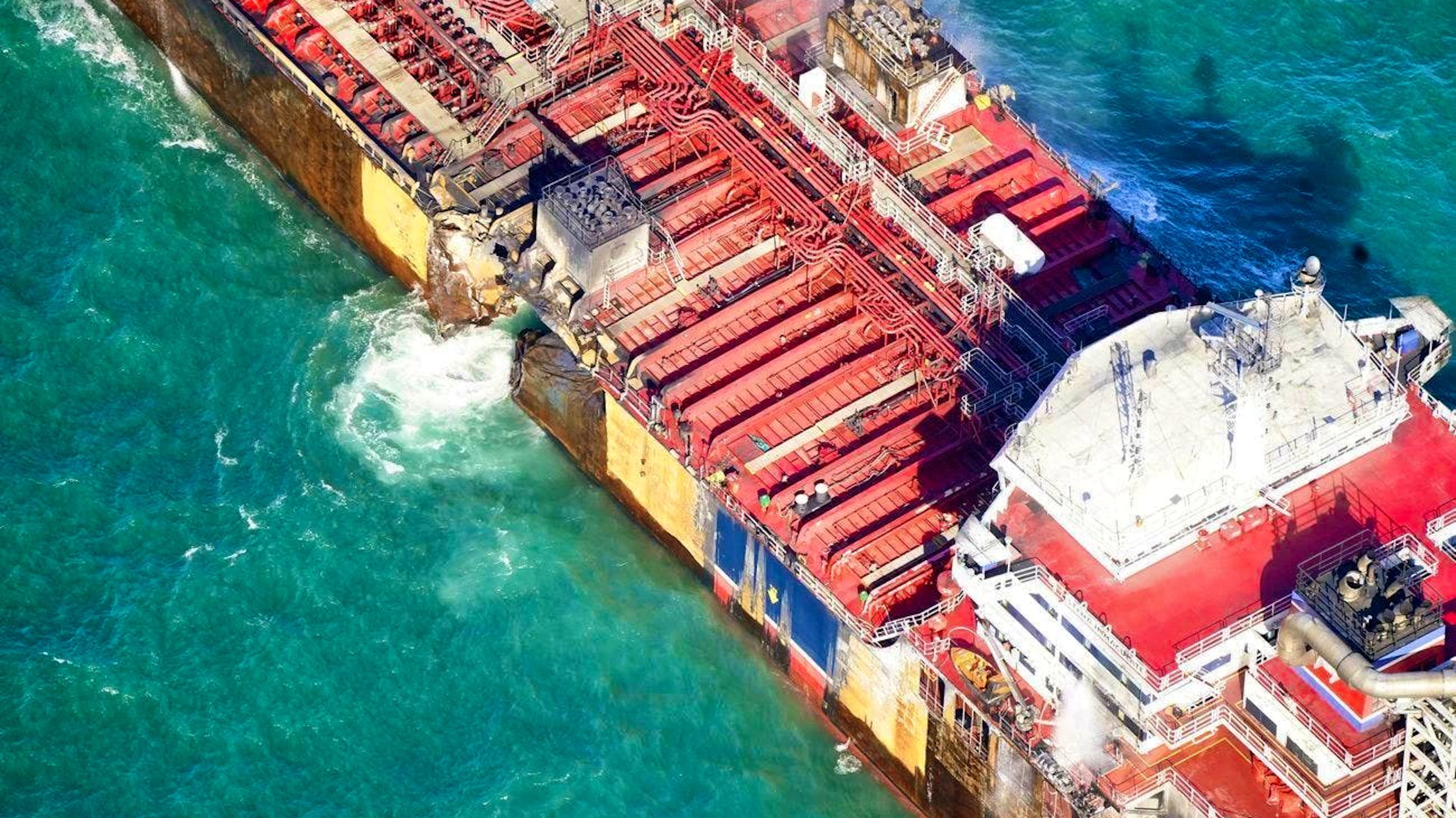 The "Stena Immaculate" appeared to be leaking fluids.
