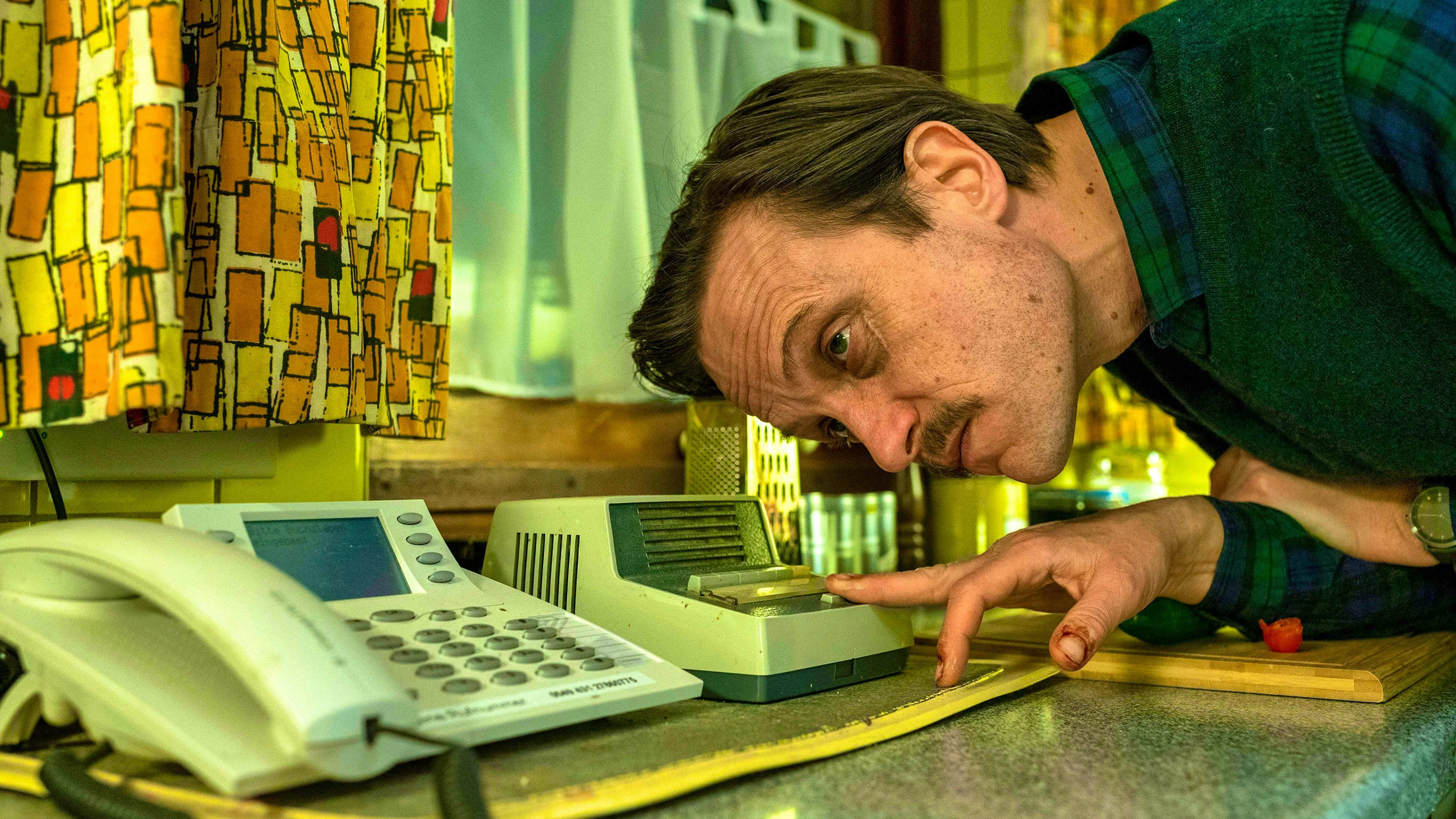 On call in his own house: Robert Frost (August Diehl) communicates with his mother via intercom.