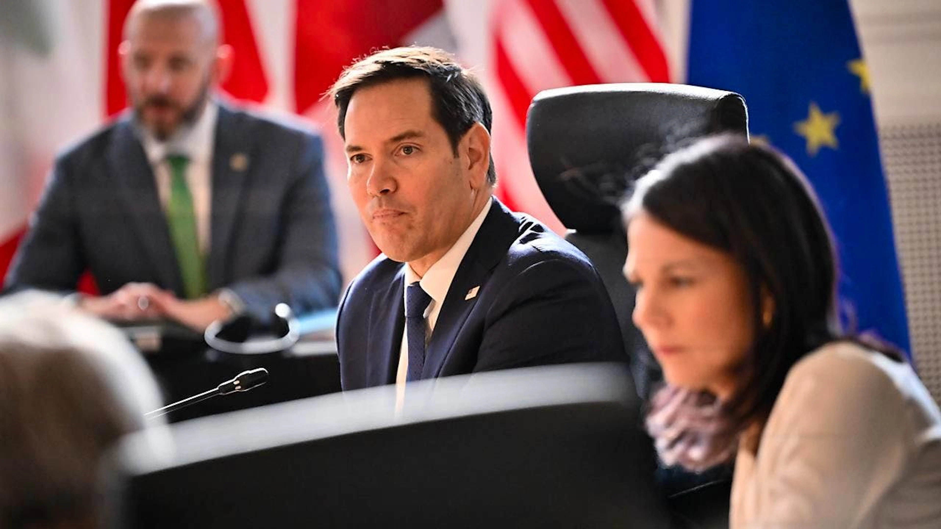 Marco Rubio, Außenminister der USA, nimmt an der Auftaktsitzung des G7-Außenministertreffen teil. Foto: Sebastian Christoph Gollnow/dpa