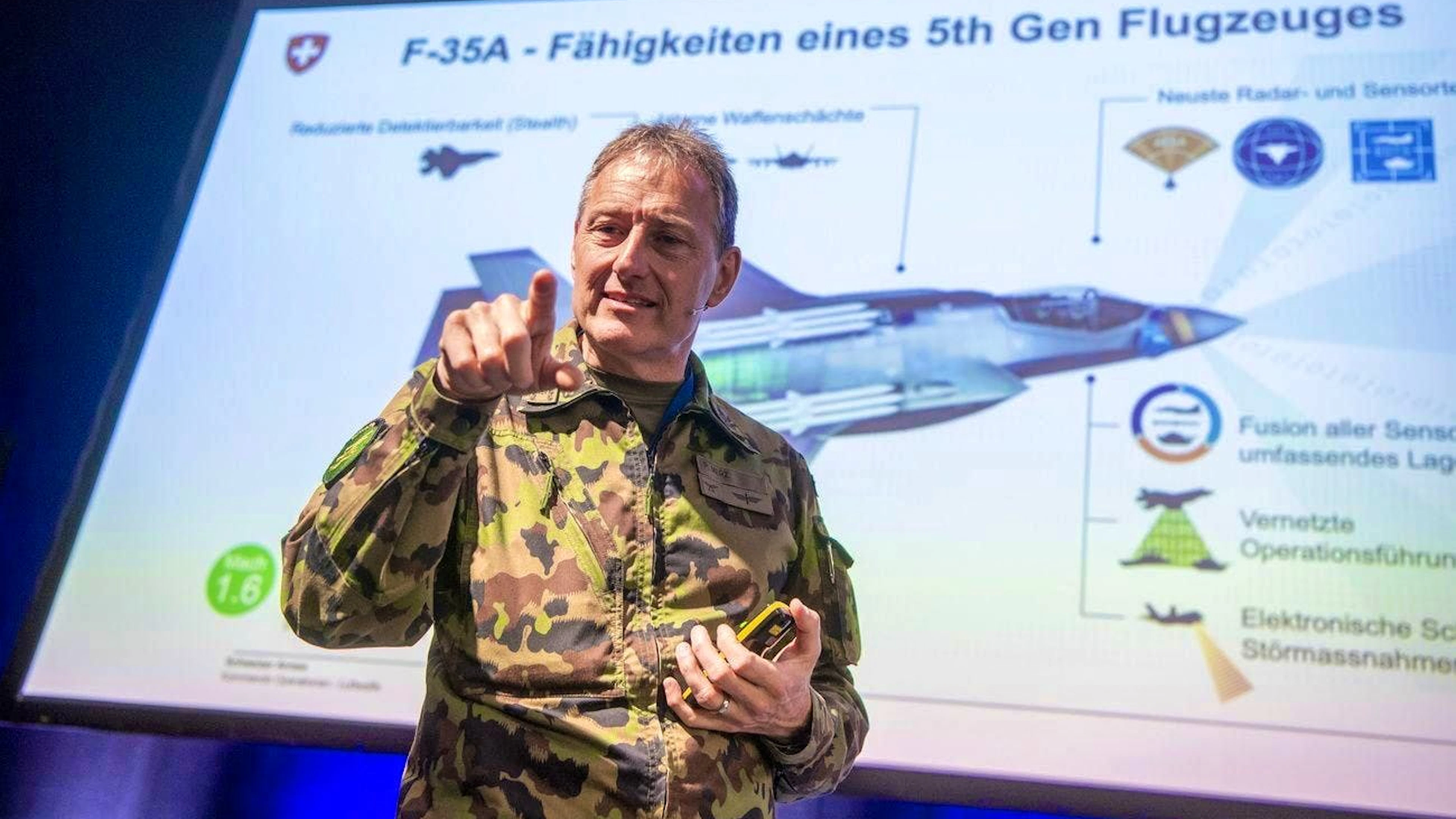 Air force chief Peter Merz is sticking by the F-35.