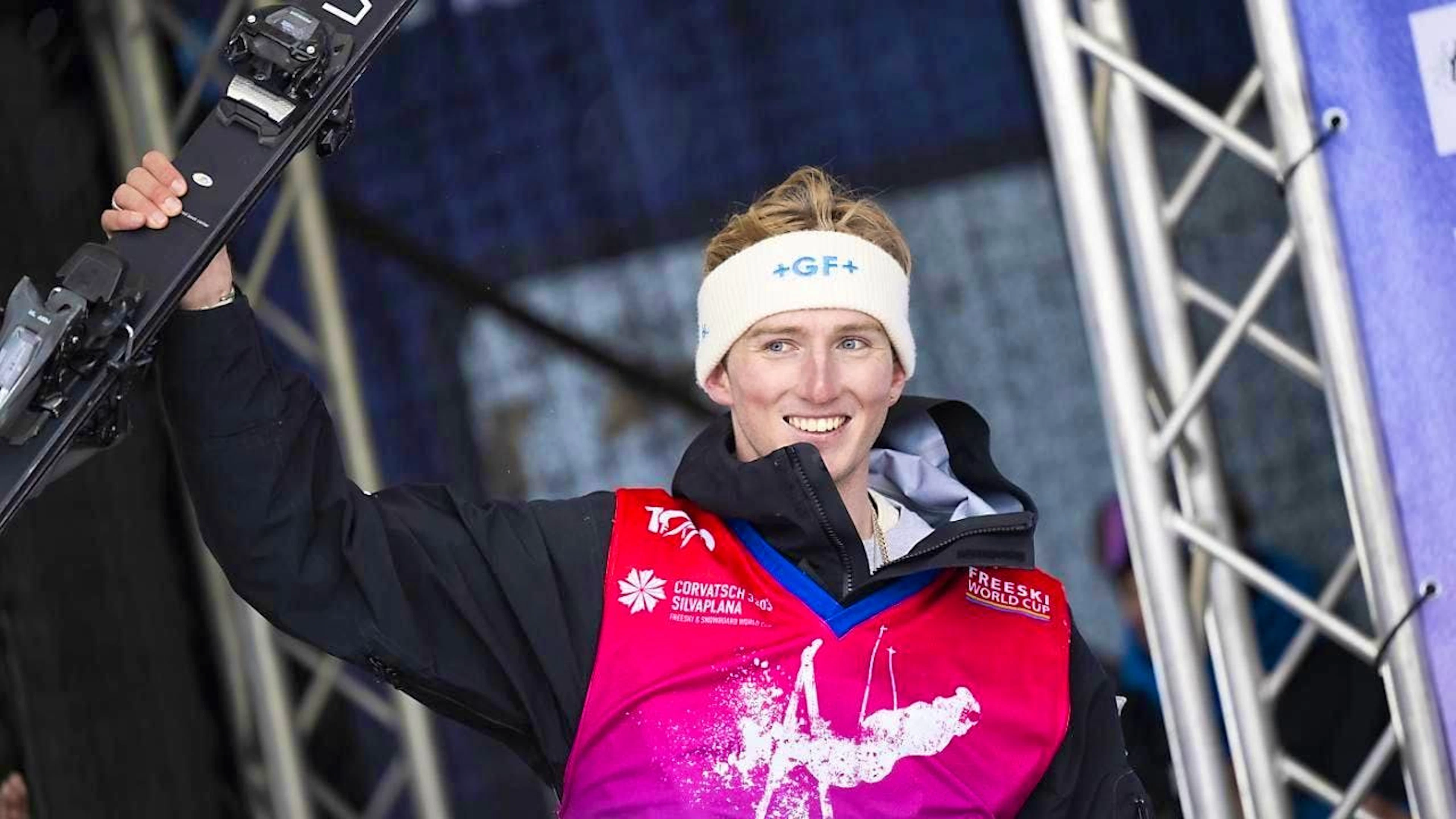 Andri Ragettli comes second in the slopestyle competition in Tignes, France, behind the American Alex Hall