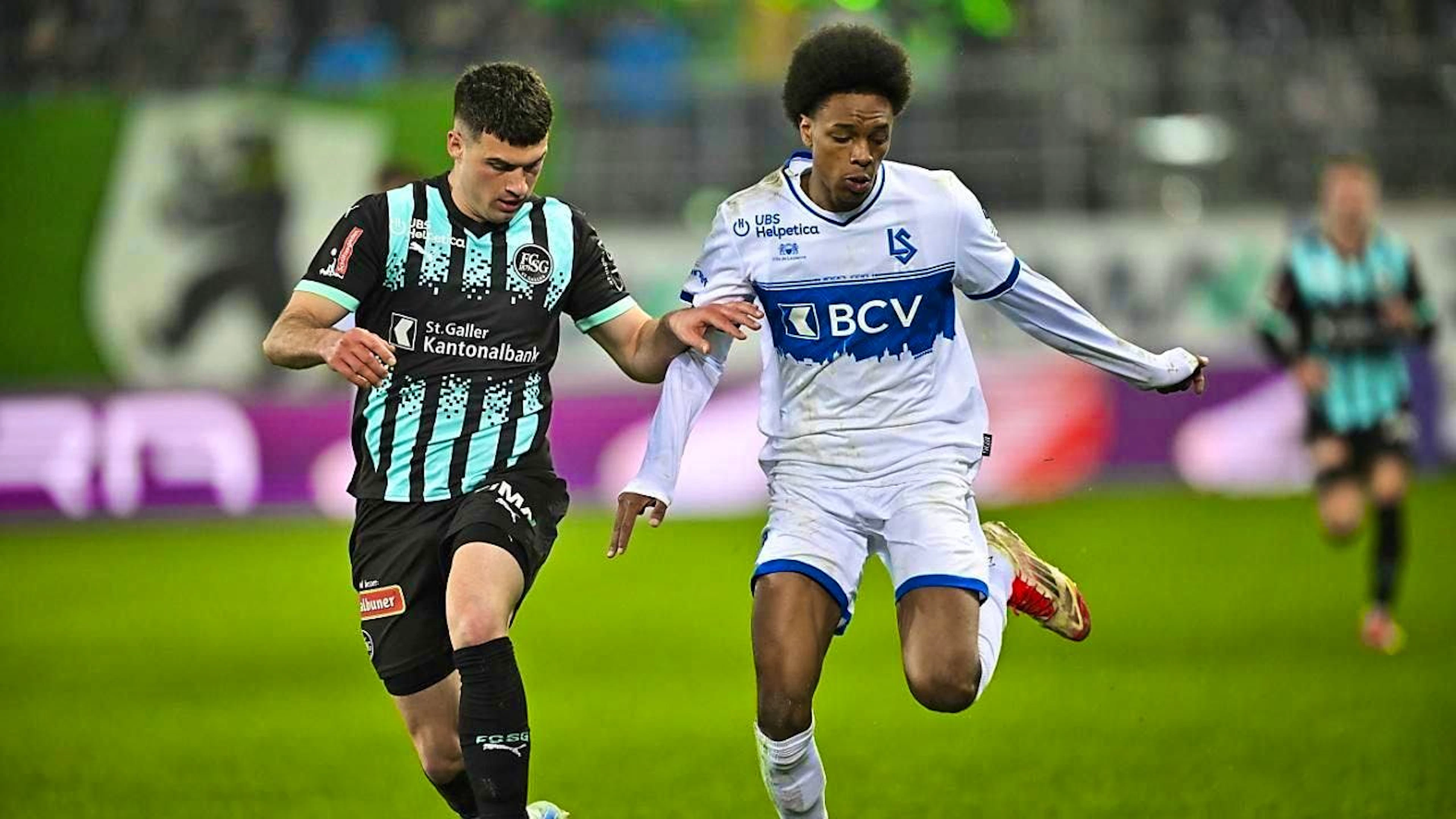 Alvyn Sanches scores his 12th goal of the season in Lausanne's 2-0 win at St. Gallen