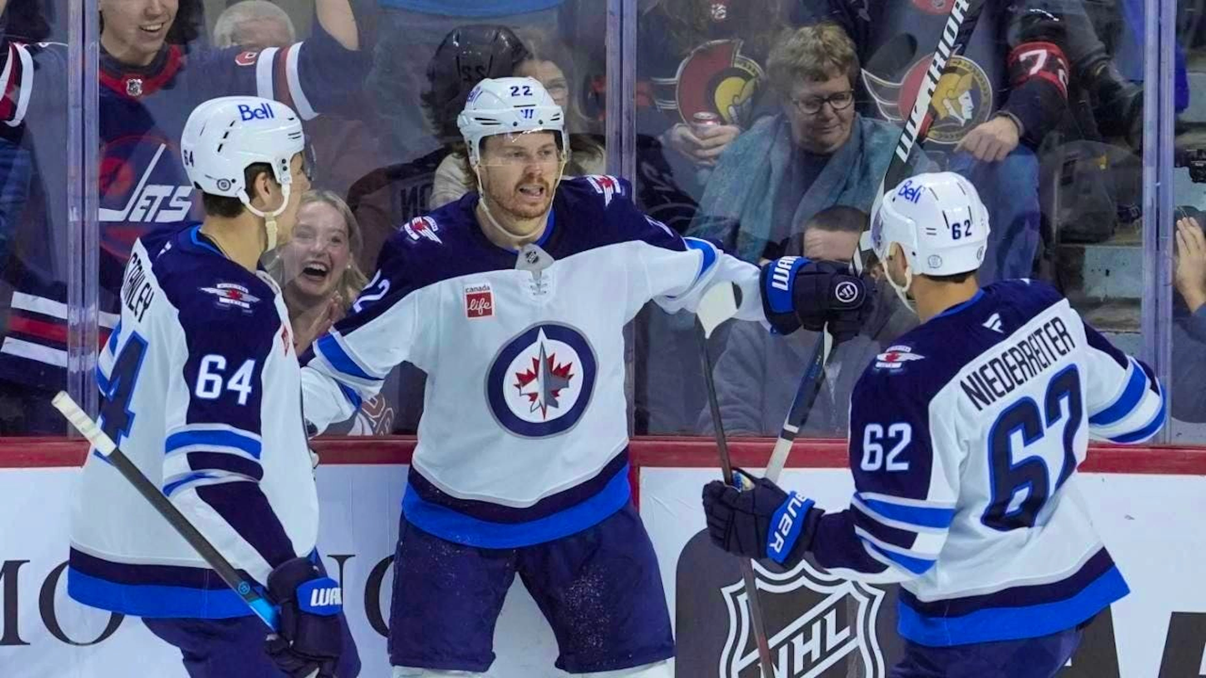 The Winnipeg Jets with Nino Niederreiter (right) have another reason to celebrate