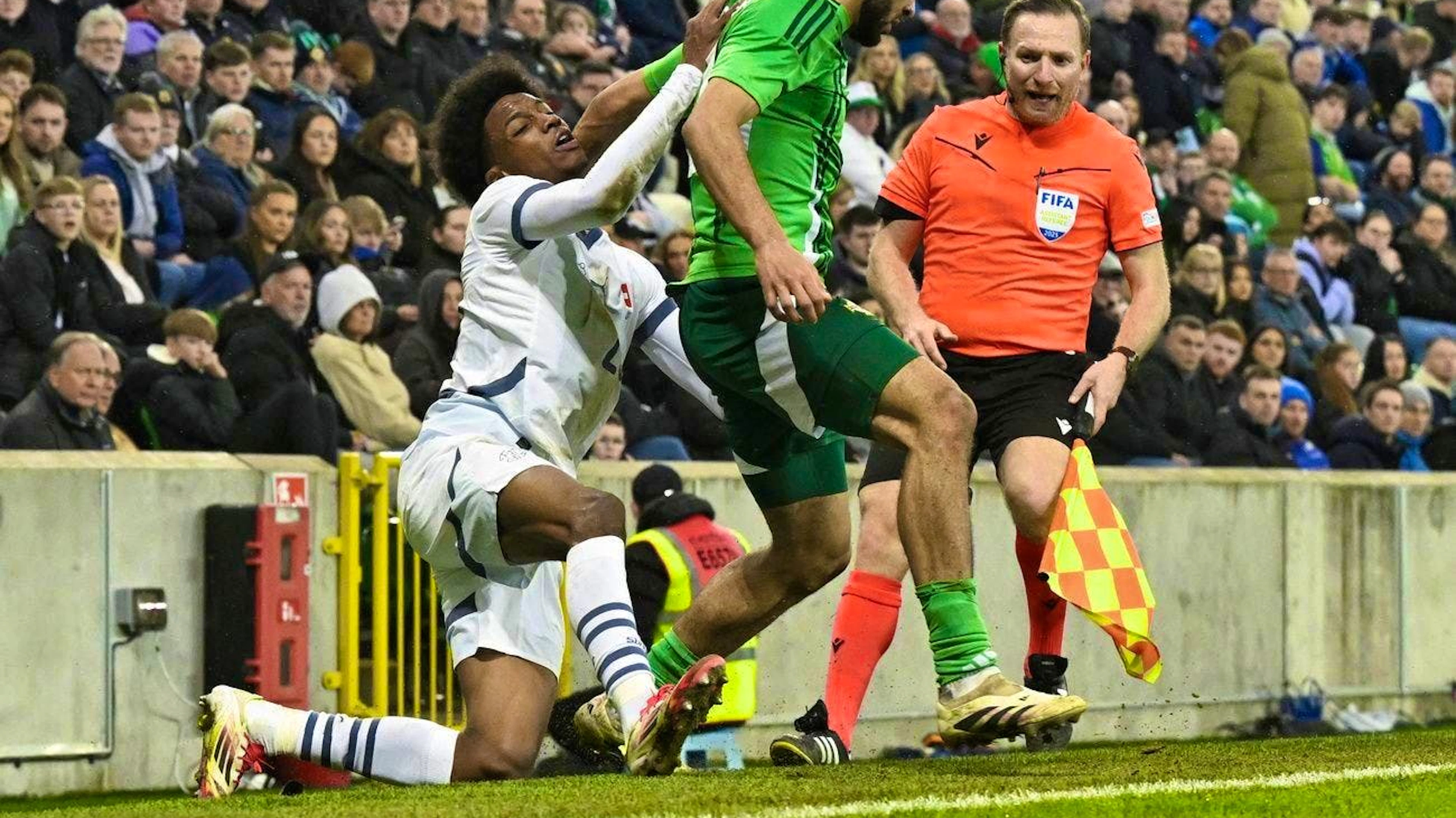 Sanches appears to have injured himself during this action.