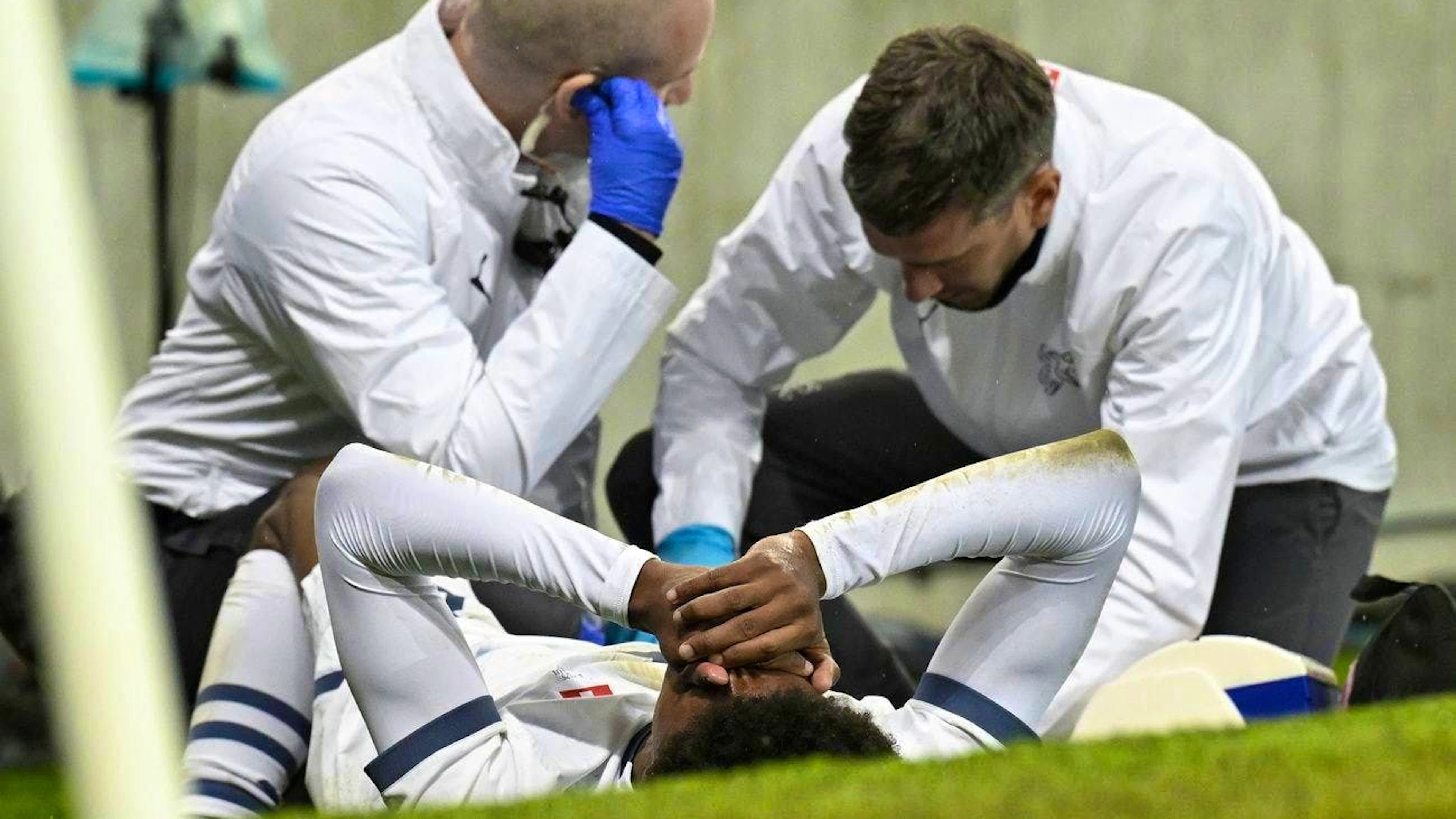 Alvyn Sanches needs treatment against Northern Ireland shortly before the end.